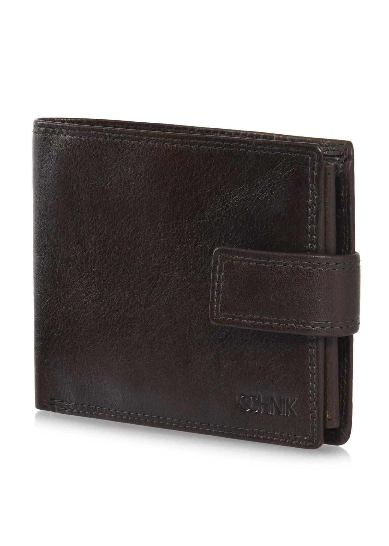 Leather clasp brown men's wallet PORMS-0606-89(W24)-02