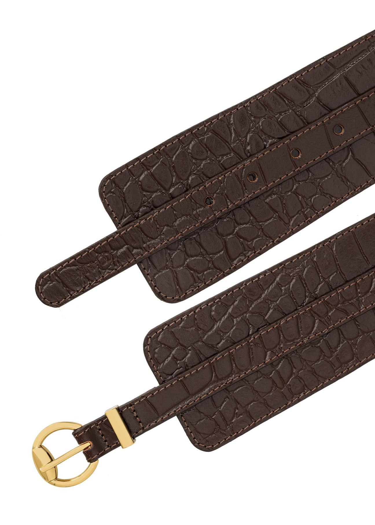 Brown leather women's belt 2in1 PASDS-0314-89(Z24)-03