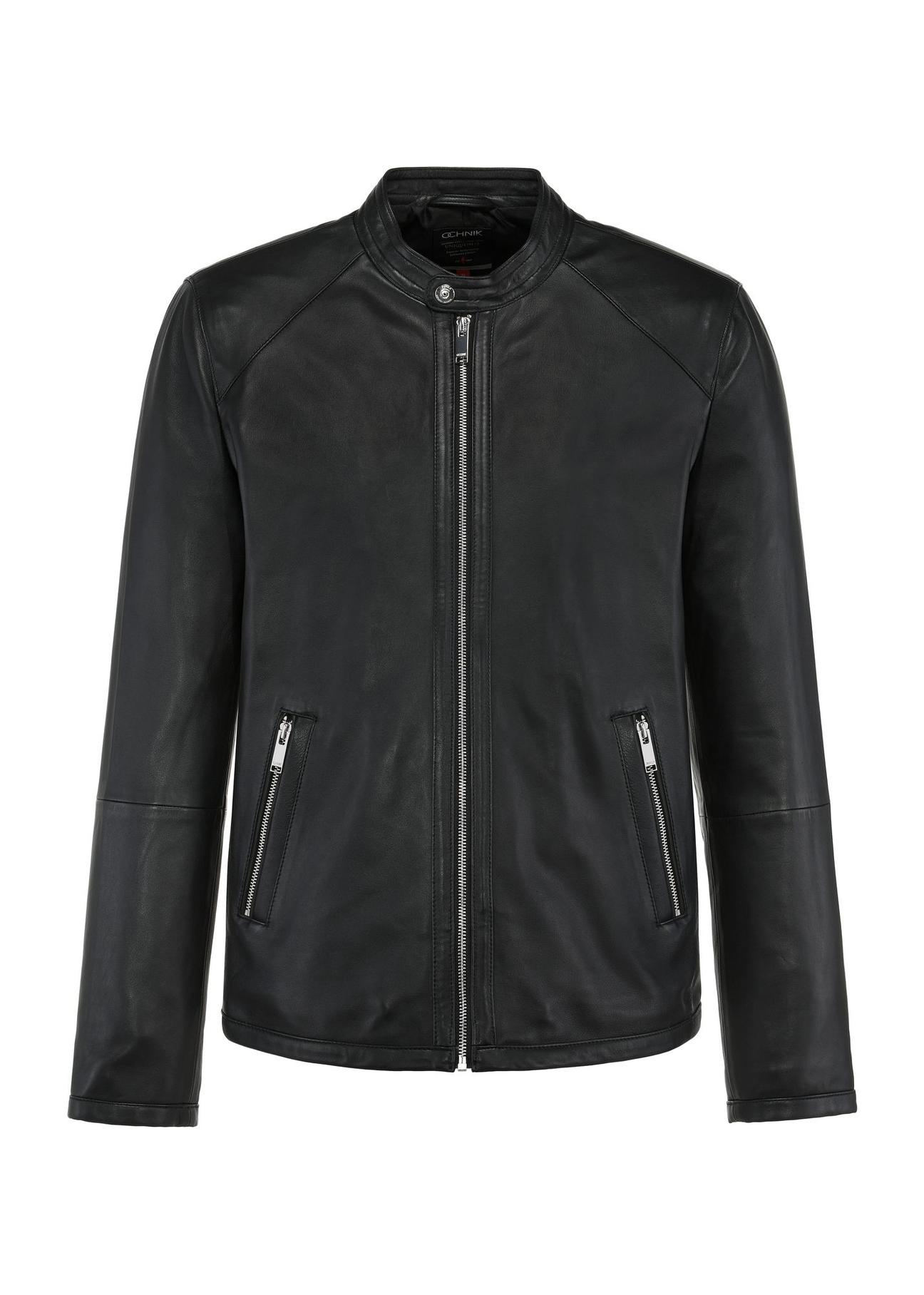 Black men's leather jacket KURMS-0299-5622(W25)-06