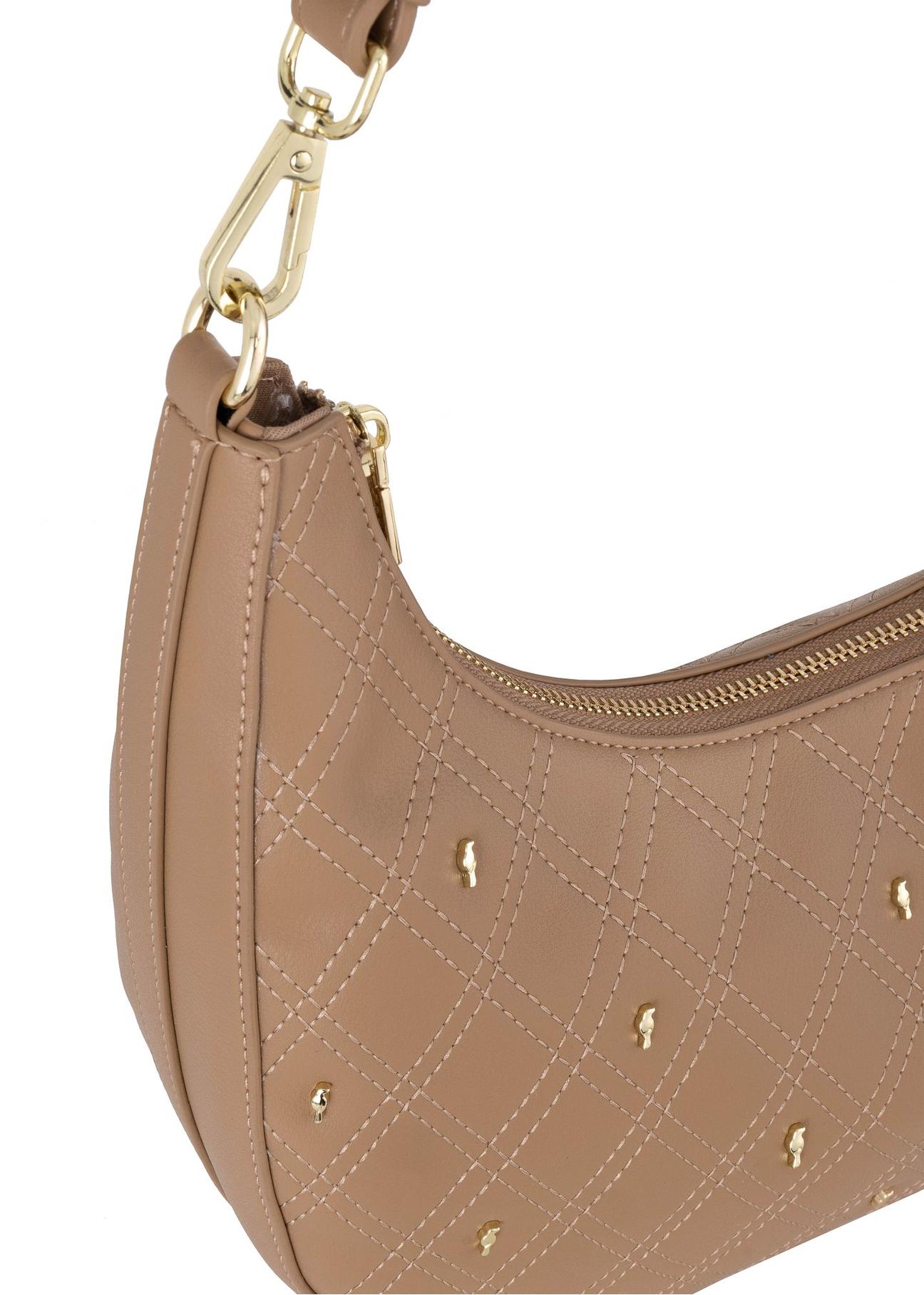 Beige imitation leather hobo handbag TOREC-0877-81(W24)-06