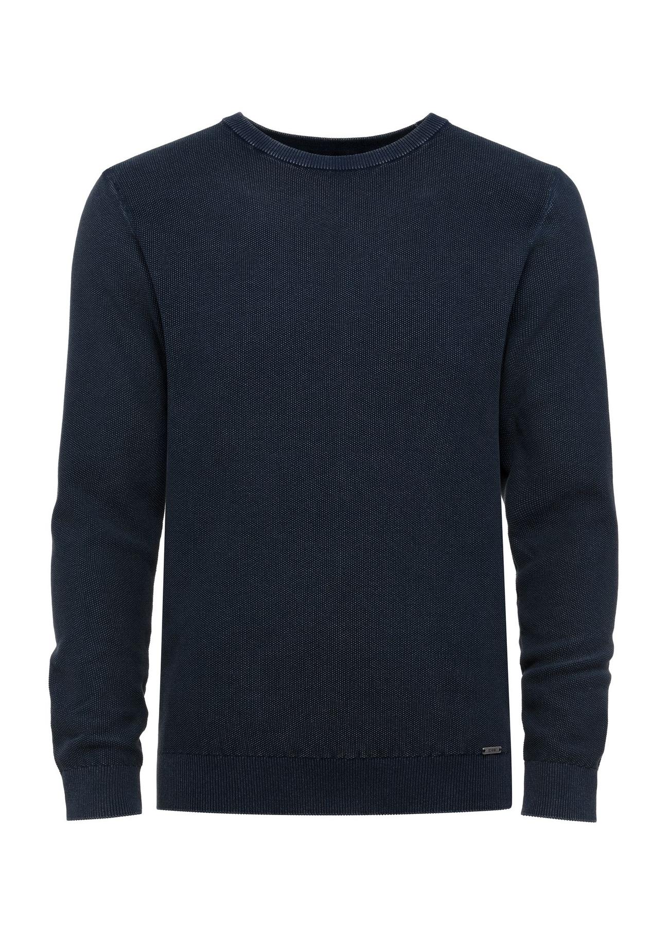 Navy blue men's cotton sweater SWEMT-0161-69(W25)-01