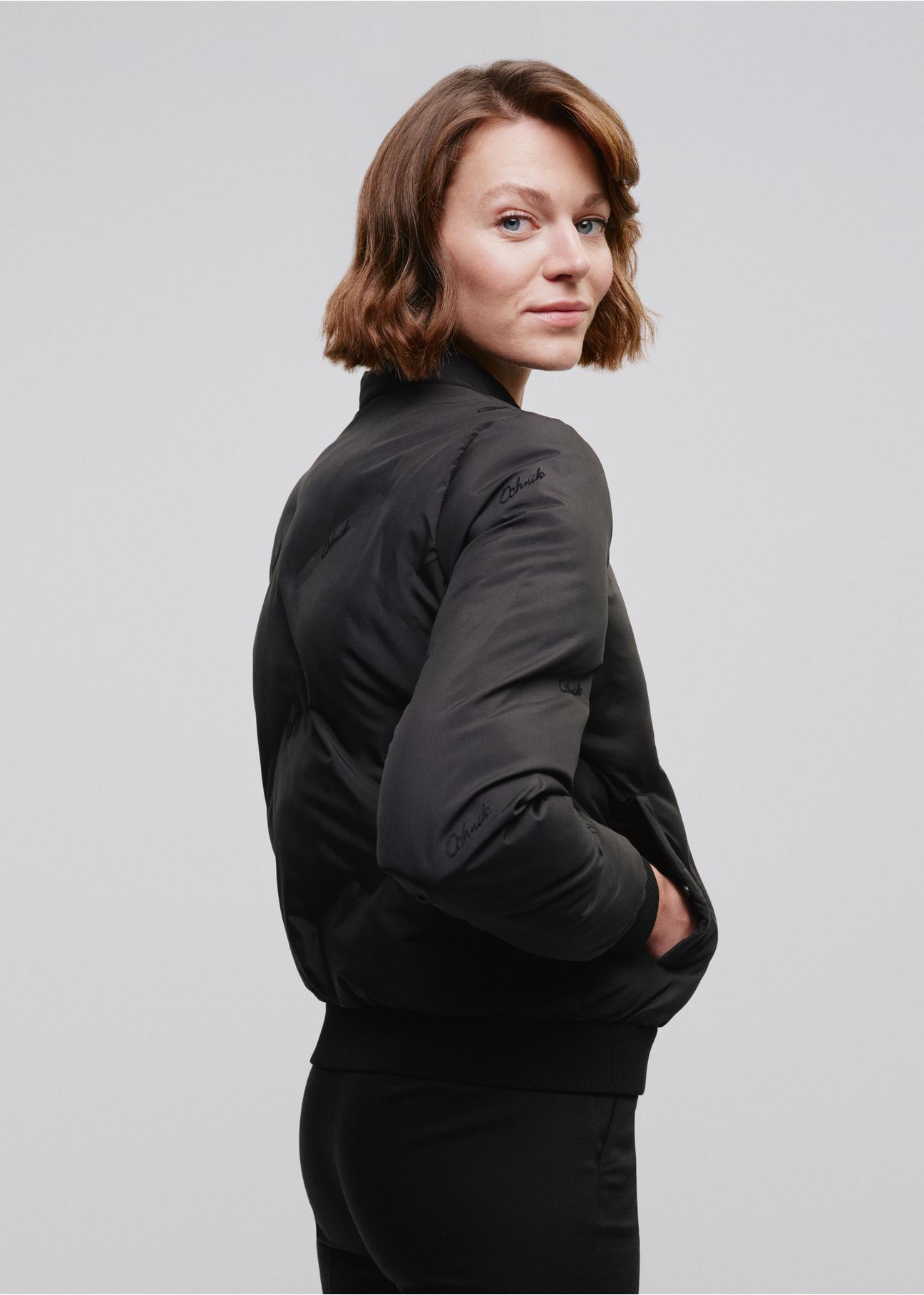 Women's black insulated bomber jacket KURDT-0502-99(W24)-03