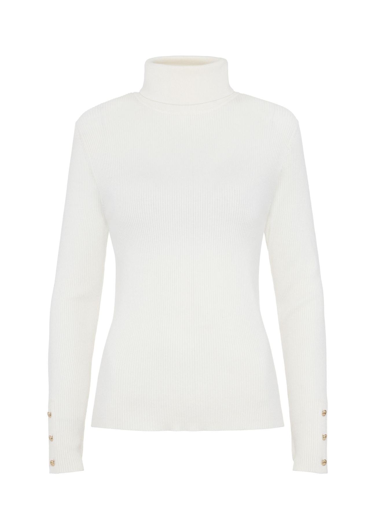 Cream women's turtleneck sweater SWEDT-0209-12(Z24)-04