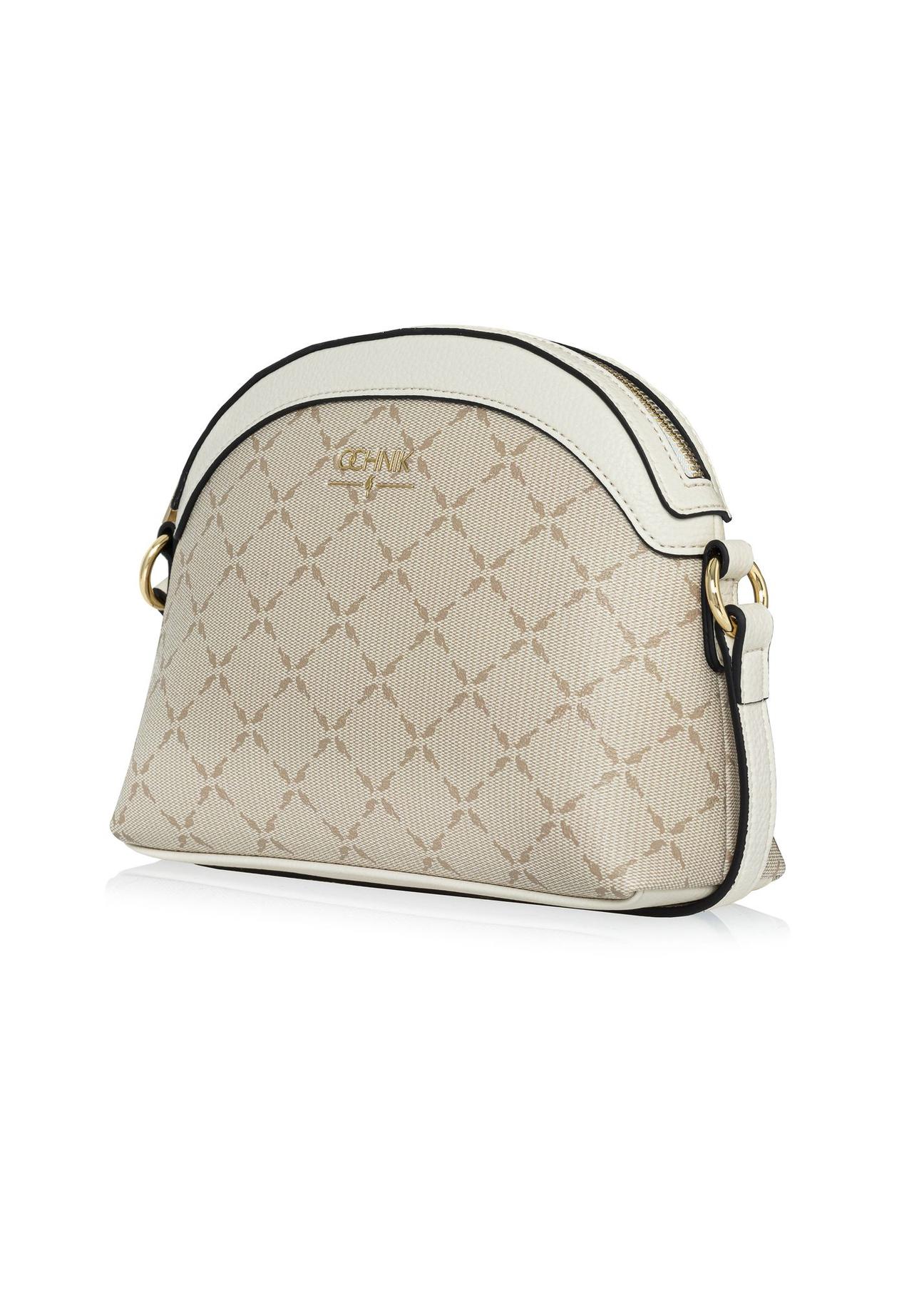 Beige semicircular messenger bag with monogram TOREC-1025-81(W25)-02