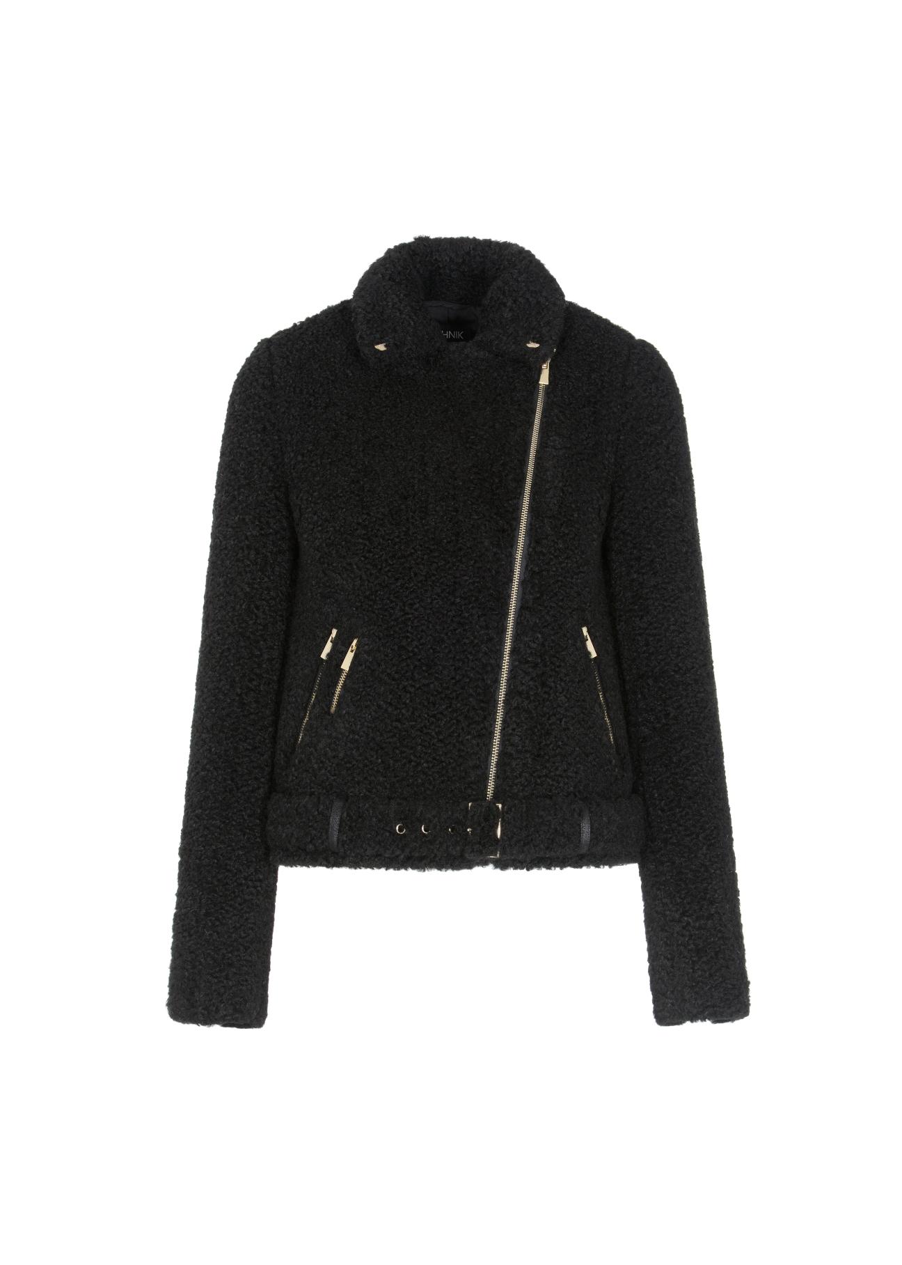 Women's black fur coat with the cut of ramones FUTDT-0038-99(Z20)-03