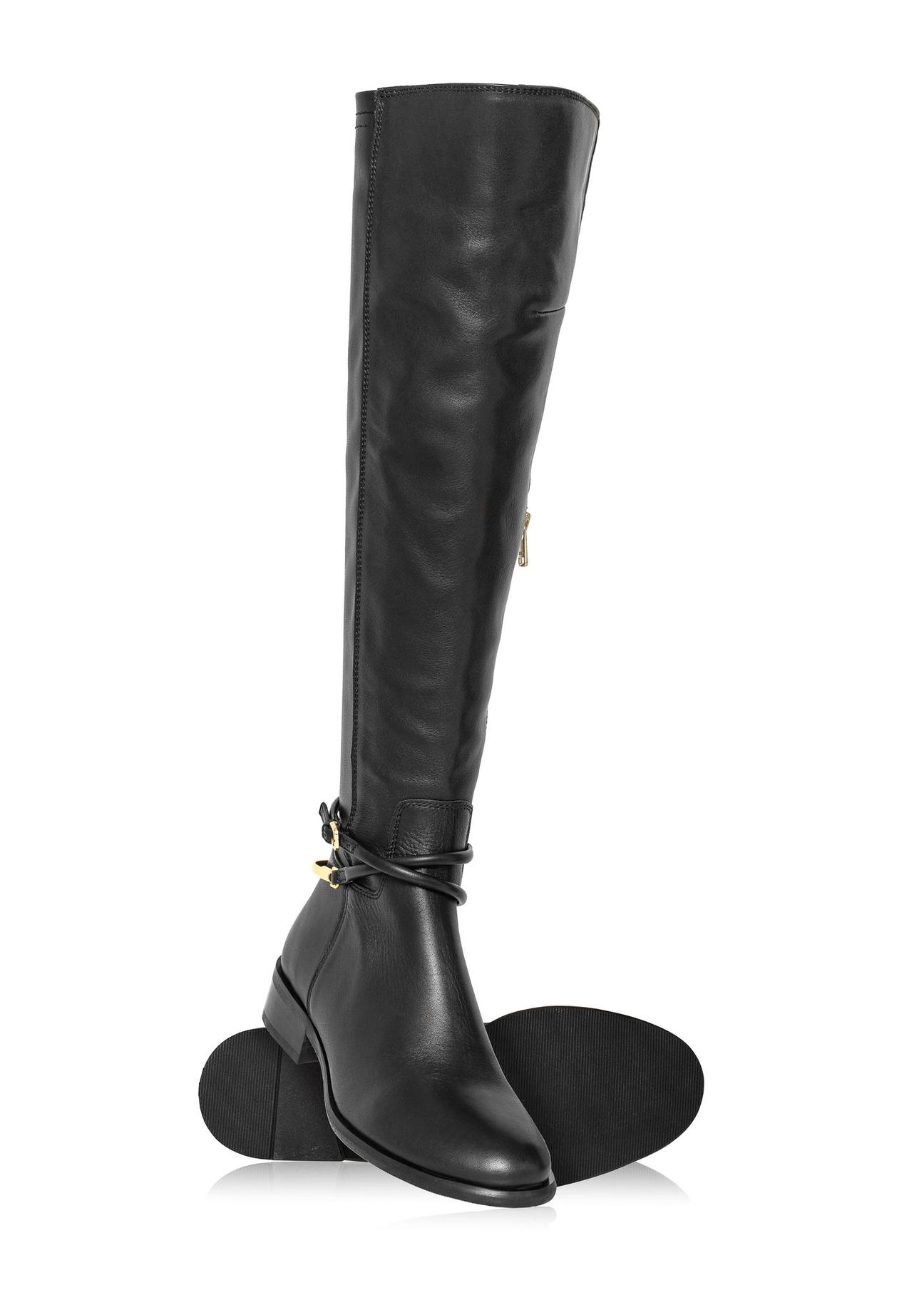 Black leather women's boots BUTYD-1136-99(Z24)