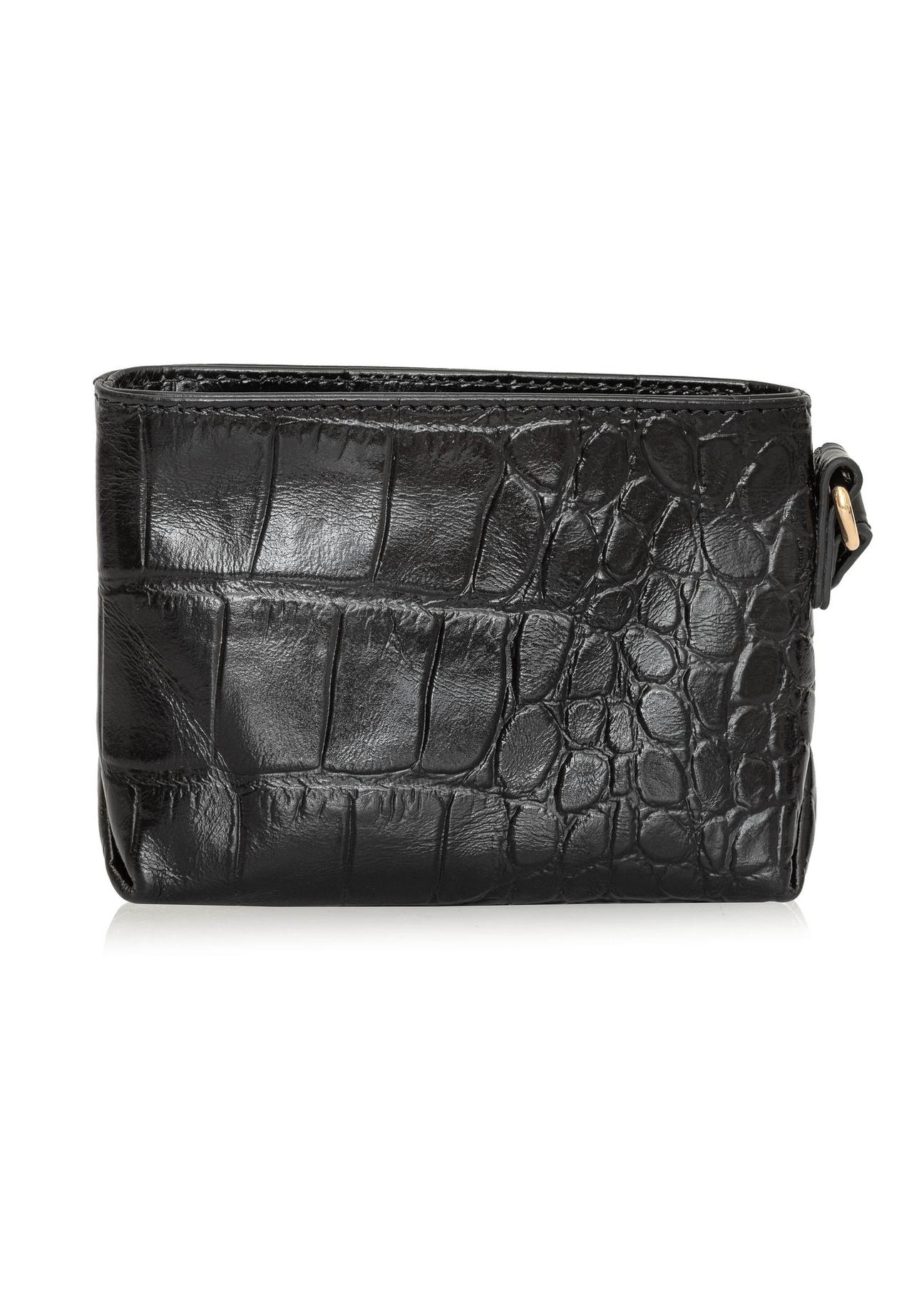 Black small croco leather women's wallet PORES-0919-97(Z24)-04