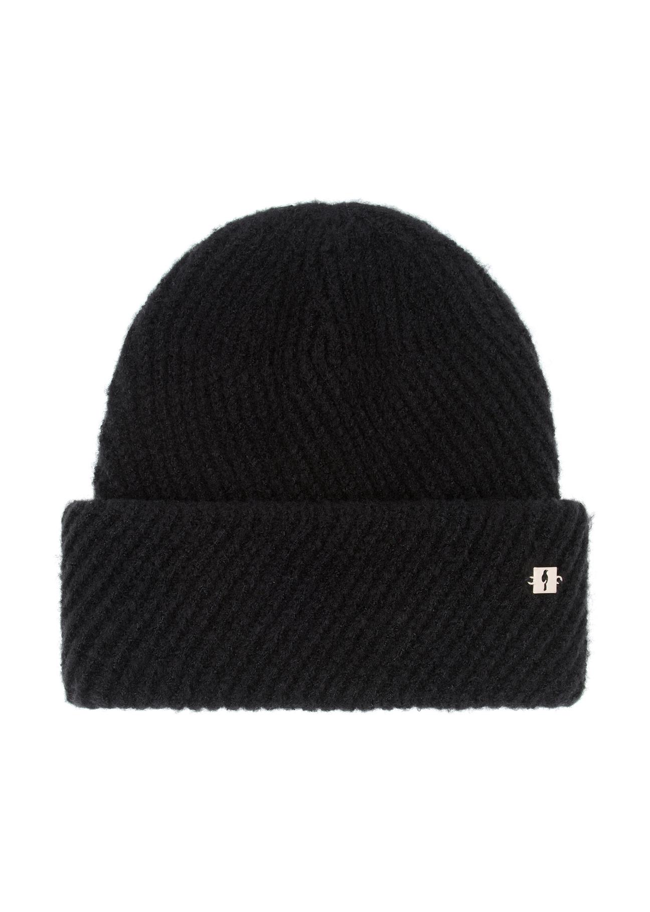 Women's black winter hat CZADT-0164-99(Z23)-02