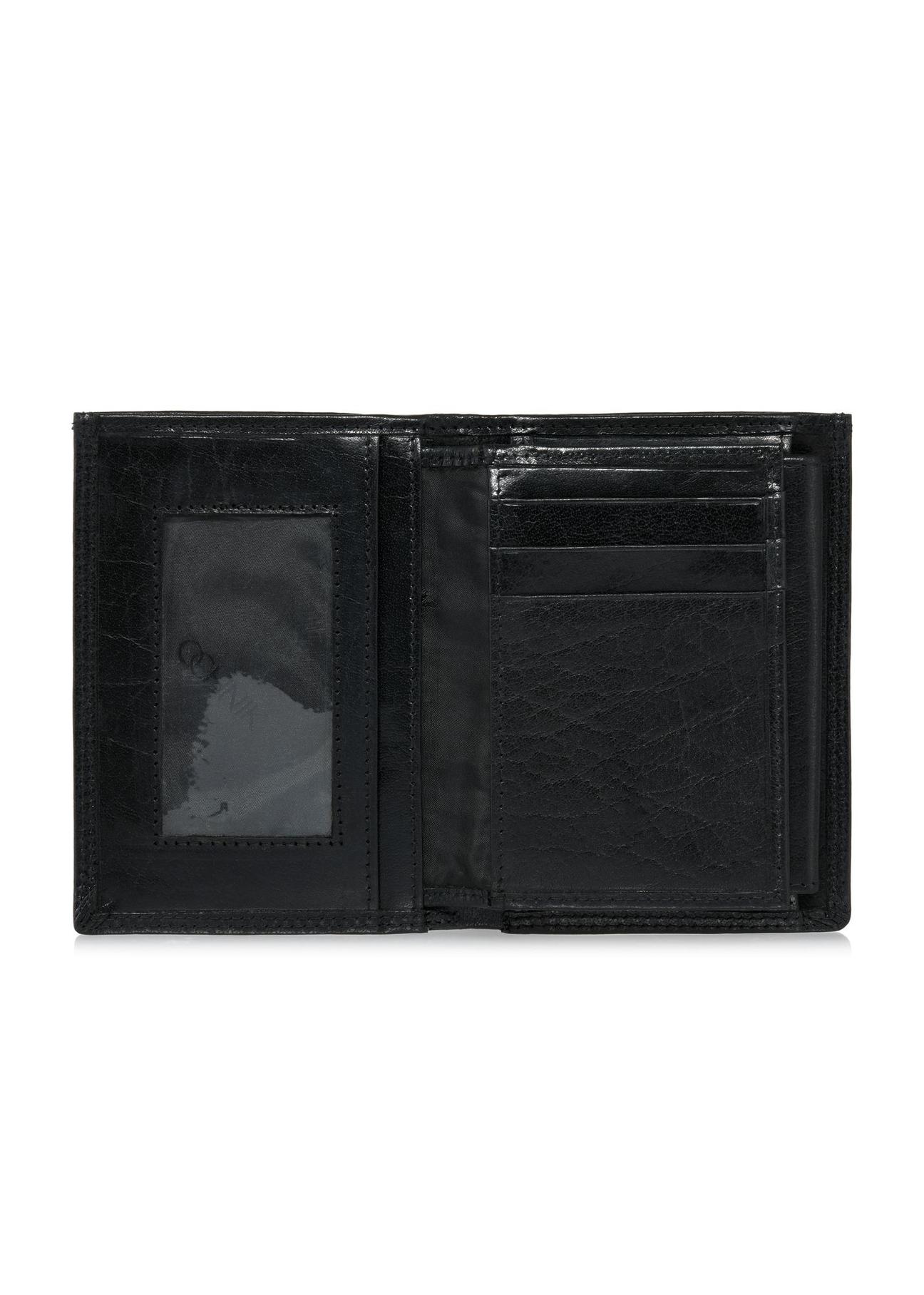 Men's leather unbuttoned black wallet PORMS-0554-99(W24)-05