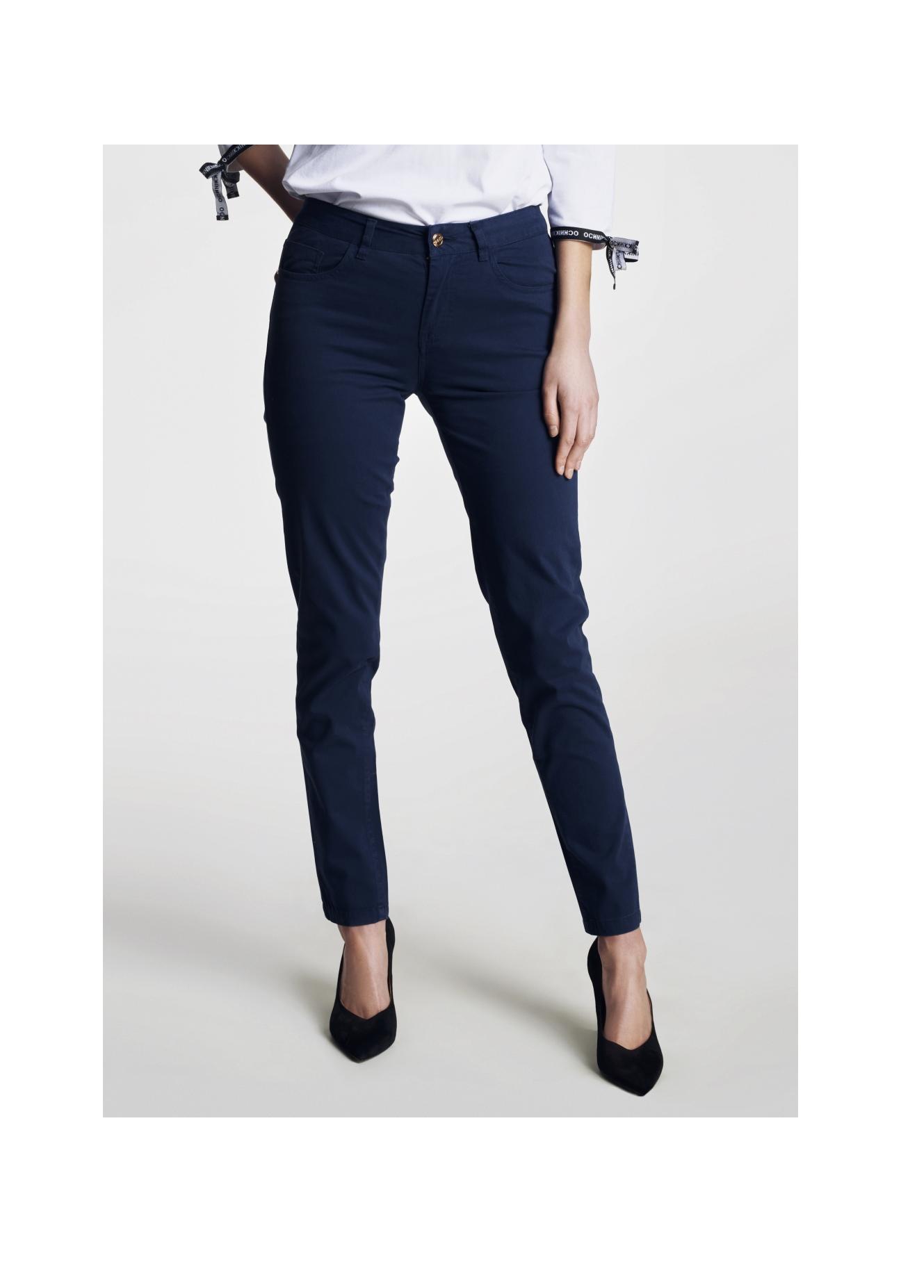 Granatowe spodnie skinny damskie SPODT-0026-69(W21)-01