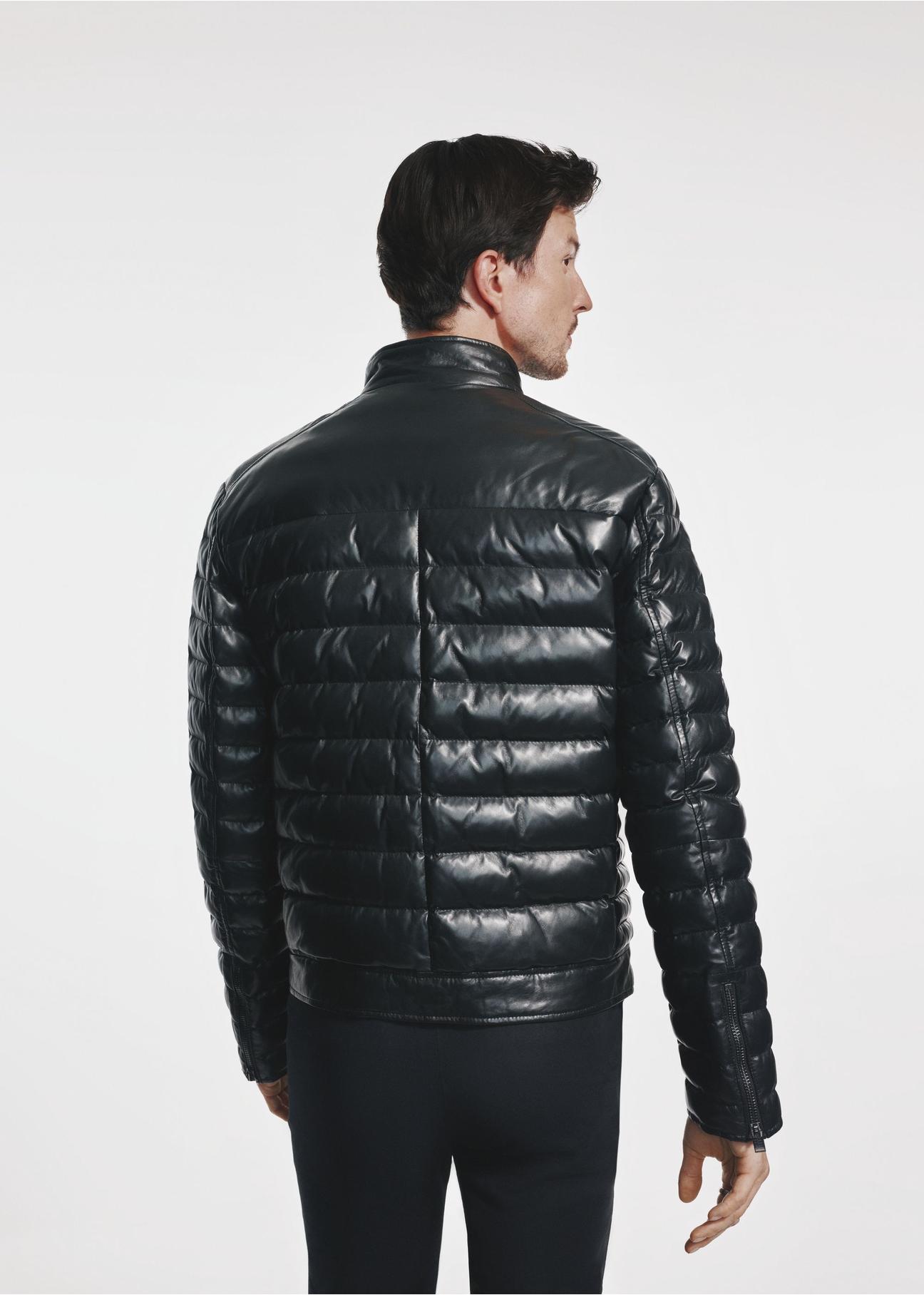 Quilted black men's leather jacket KURMS-0313-5339(Z24)-04