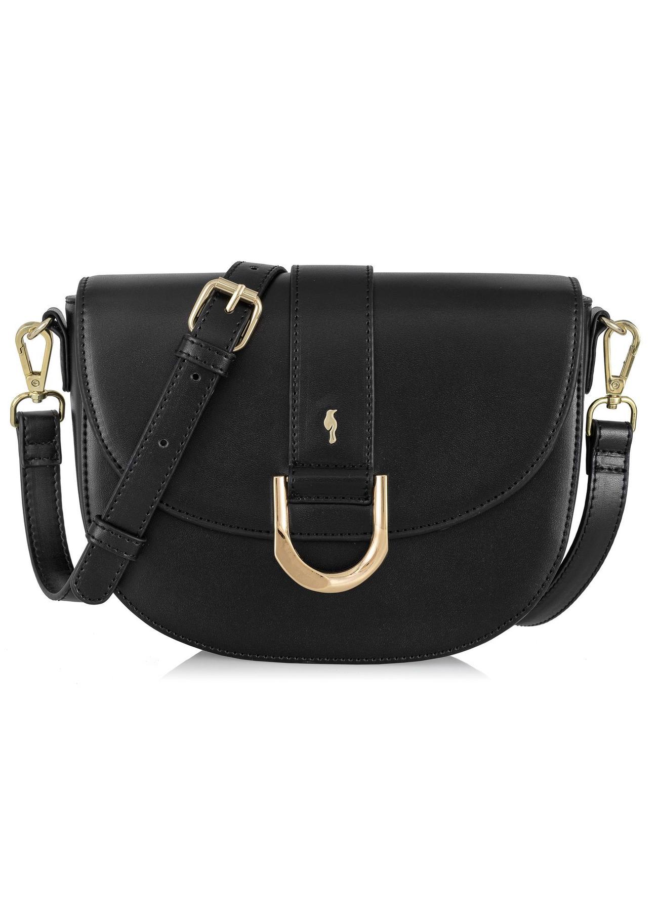 Women's black imitation leather postbag TOREC-0879-99(W24)-01