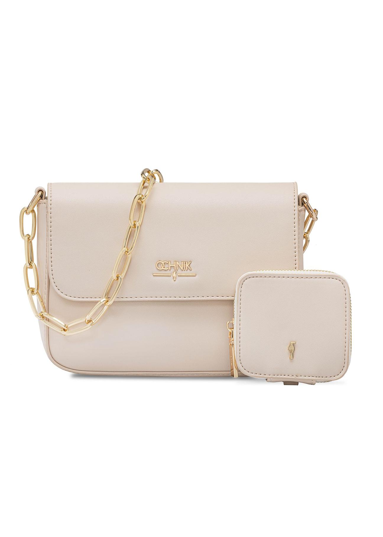 Cream women's messenger bag with chain TOREC-0767B-12(W25)