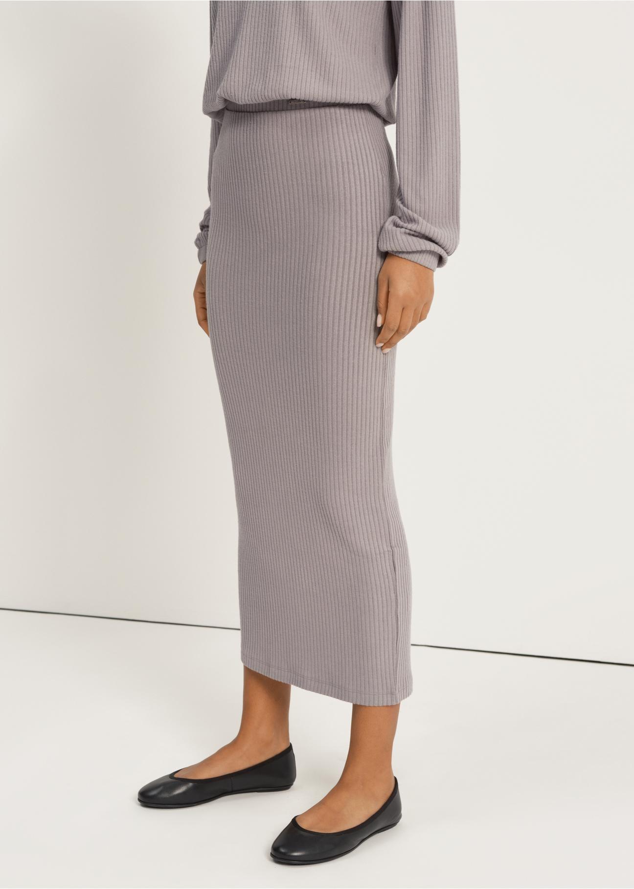 Gray ribbed maxi skirt SPCDT-0075-66(W23)-01