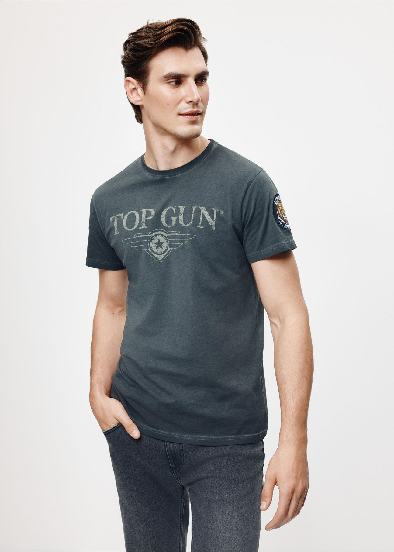 Black men's cotton t-shirt TOP GUN TSHMT-0117-99(Z24)