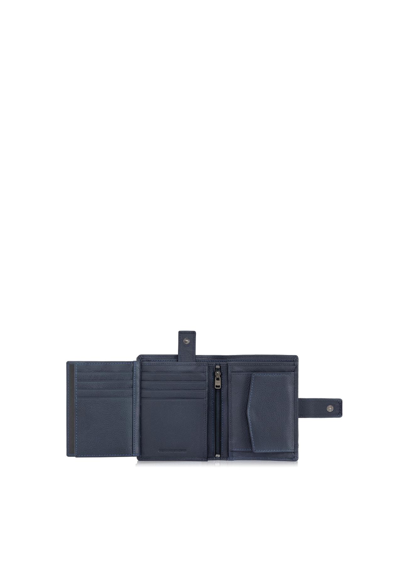 Men's navy blue leather wallet PORMS-0010-69(W24)-05