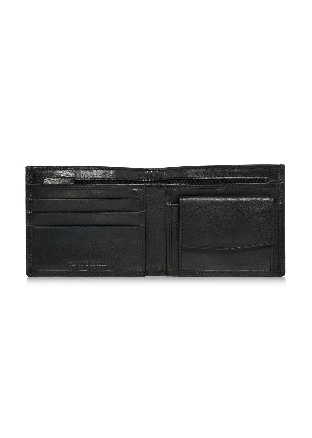 Unbuttoned black leather men's wallet PORMS-0551-99(W24)-04