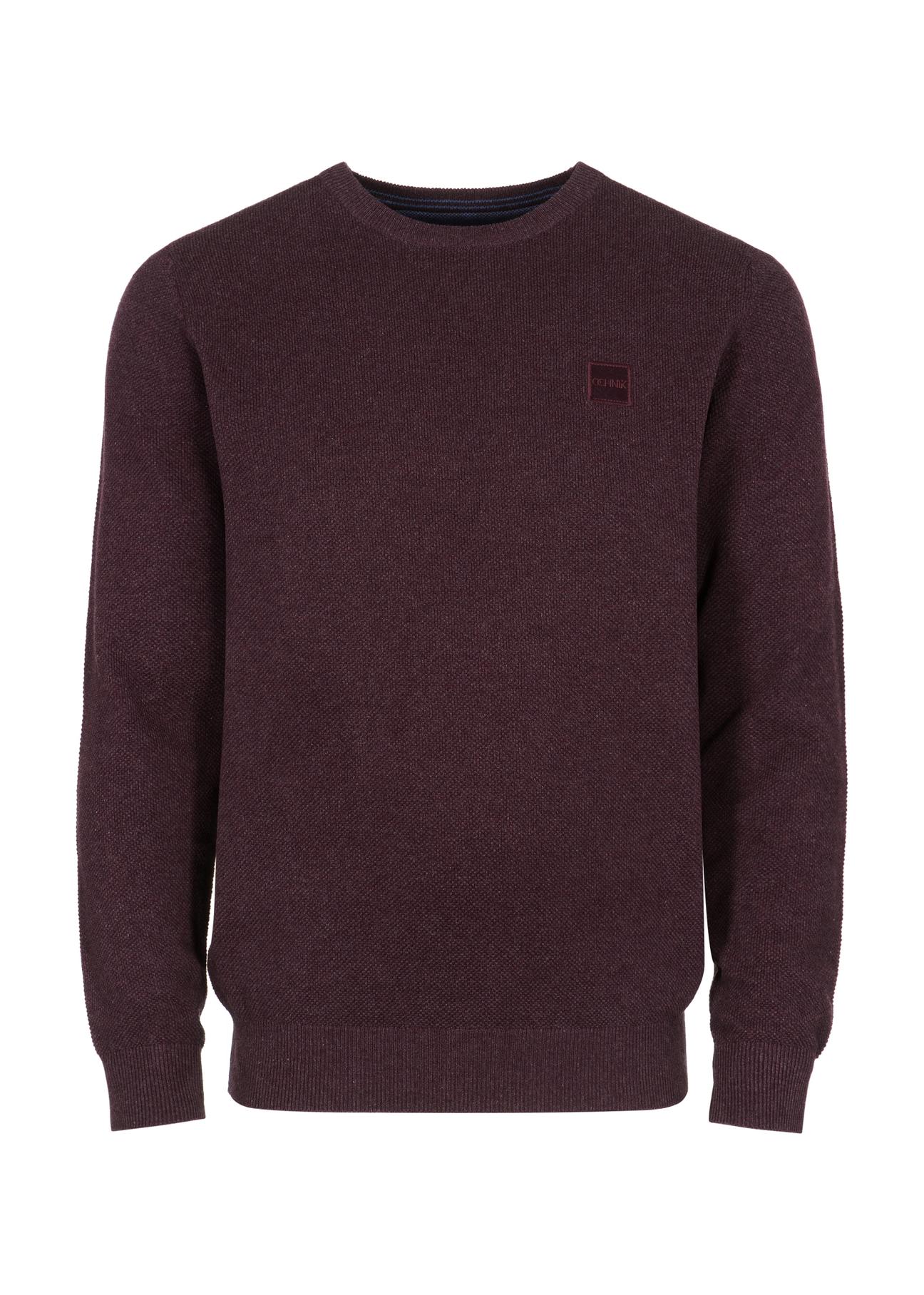 Maroon cotton men's sweater with logo SWEMT-0135-49(Z23)-04