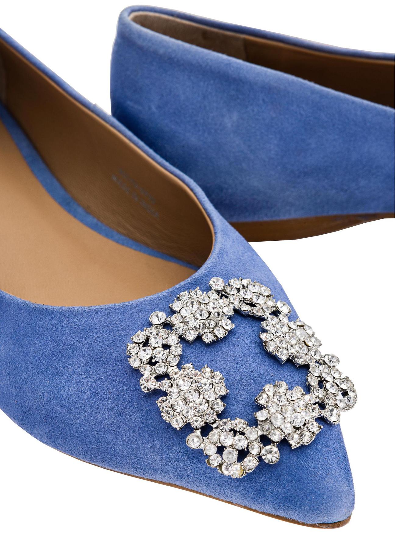 Blue women's ballerinas with buckle BUTYD-0990-61(W23)-06