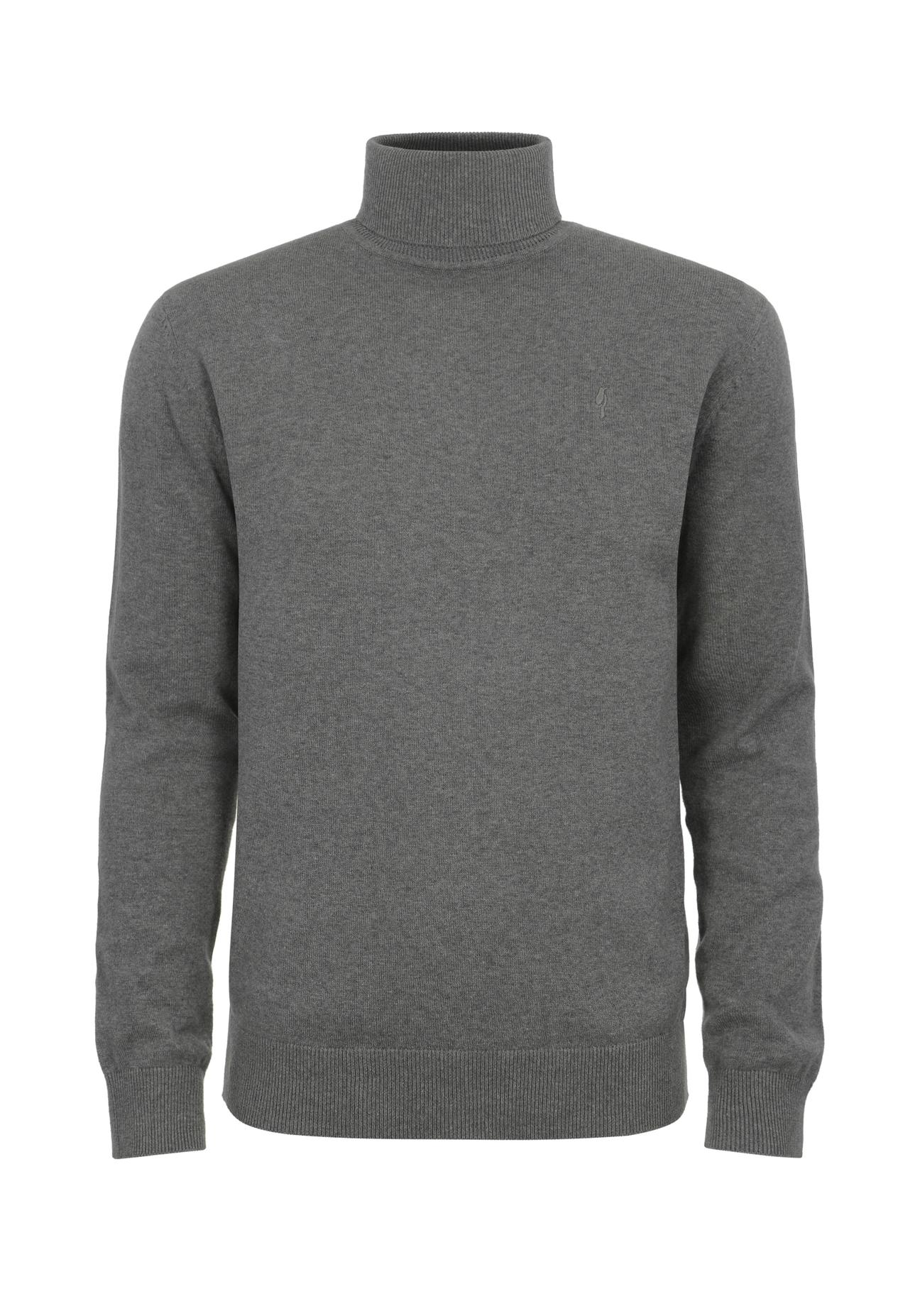 Grey men's turtleneck sweater SWEMT-0095A-66(Z23)-04