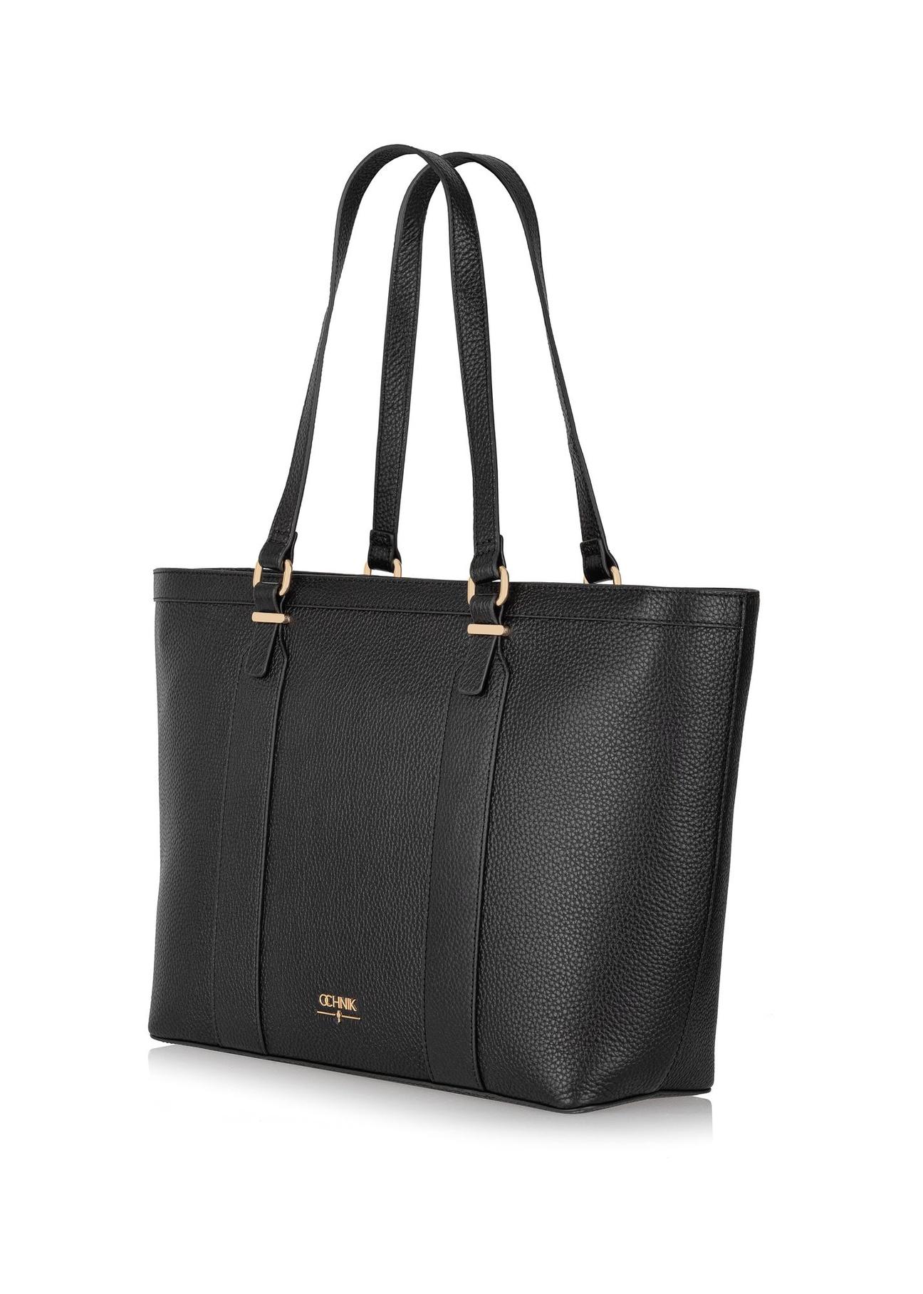 Black leather women's shopper bag TORES-1038-99(Z24)-02