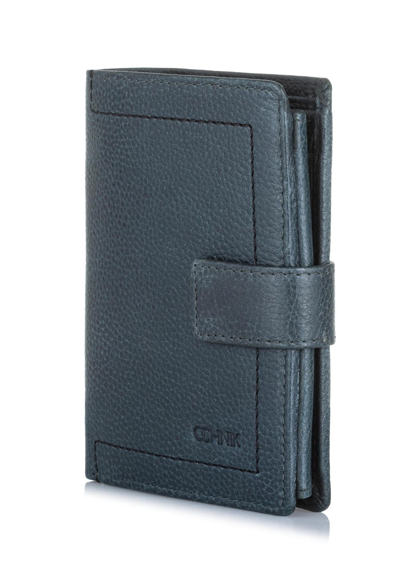 Men's navy blue leather wallet PORMS-0519-69(W23)-02