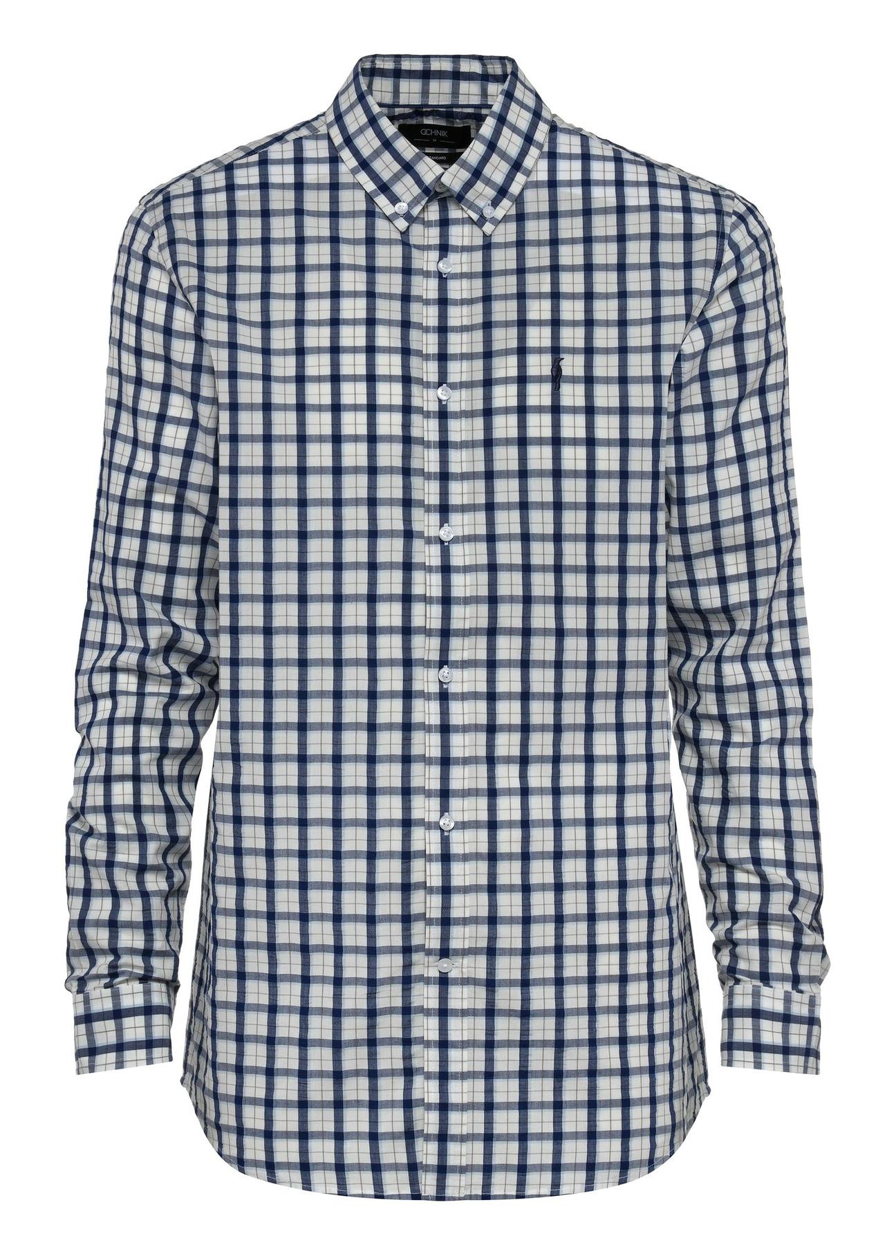 Men's blue checkered shirt KOSMT-0340-61(W25)-01