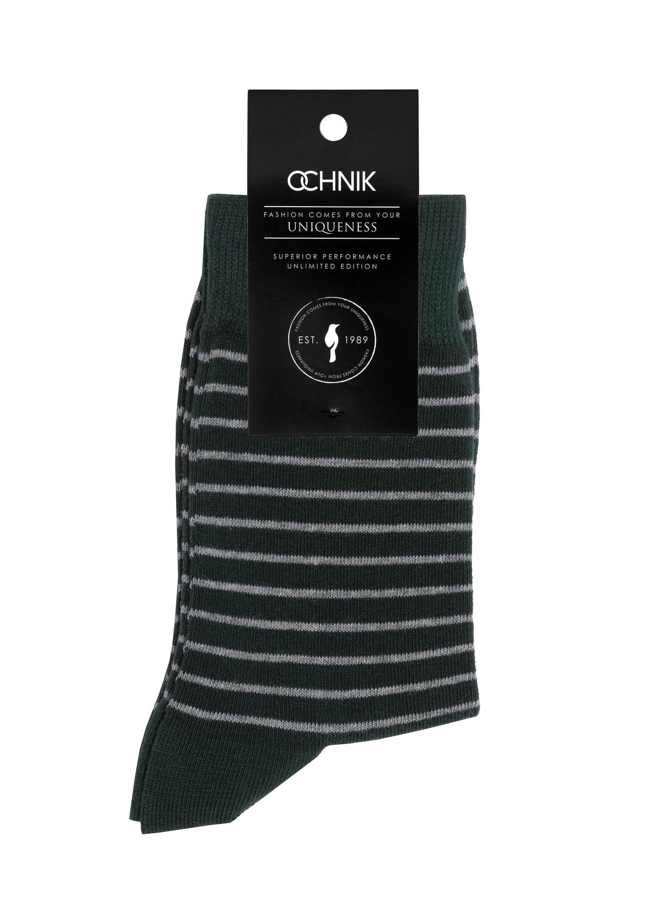 Long green striped men's socks SKAMT-0176-54(Z23)-02