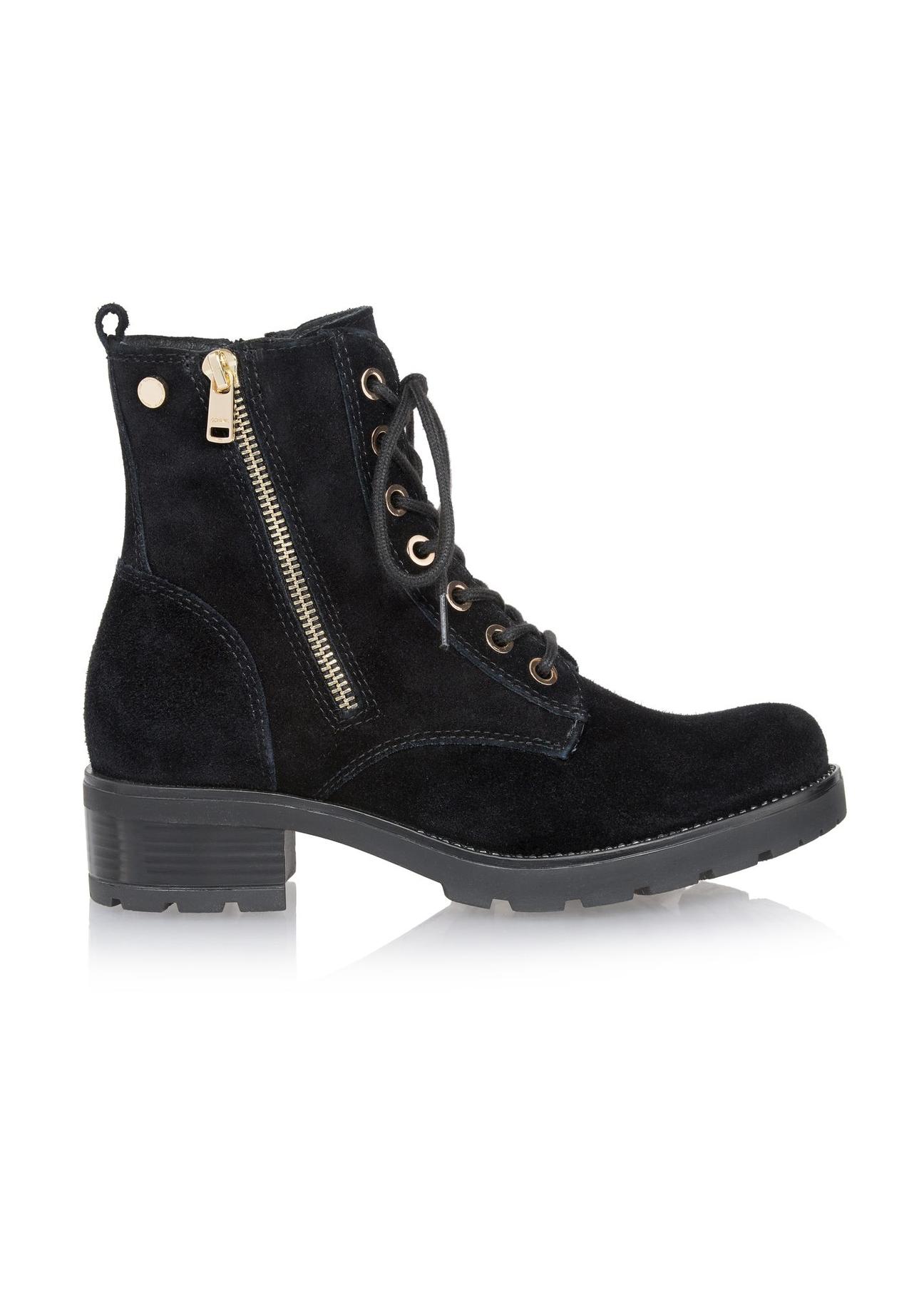 Women's black suede leather boots BUTYD-0937A-98(Z23)-01