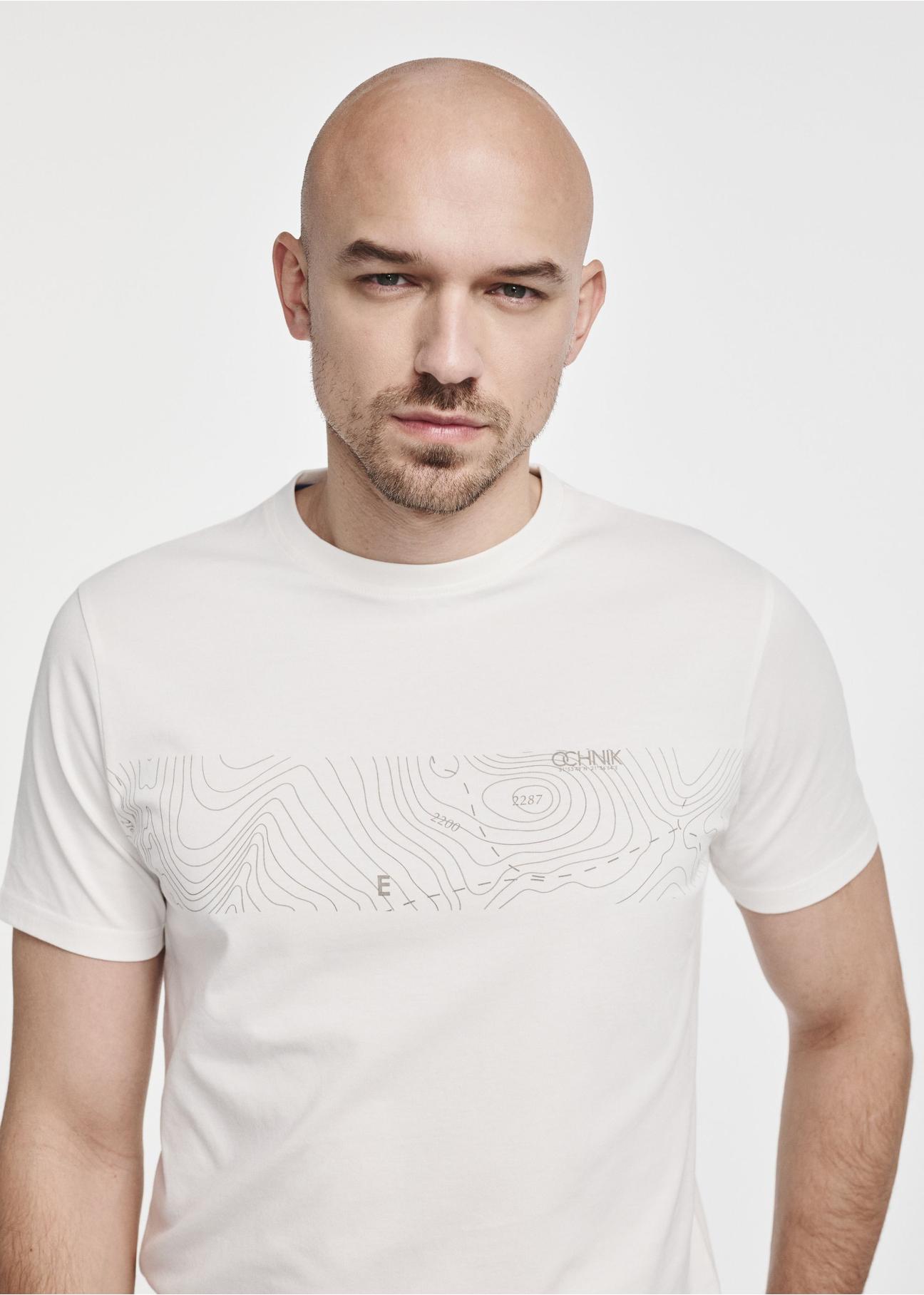 Cream men's t-shirt with print TSHMT-0126-12(W25)-04