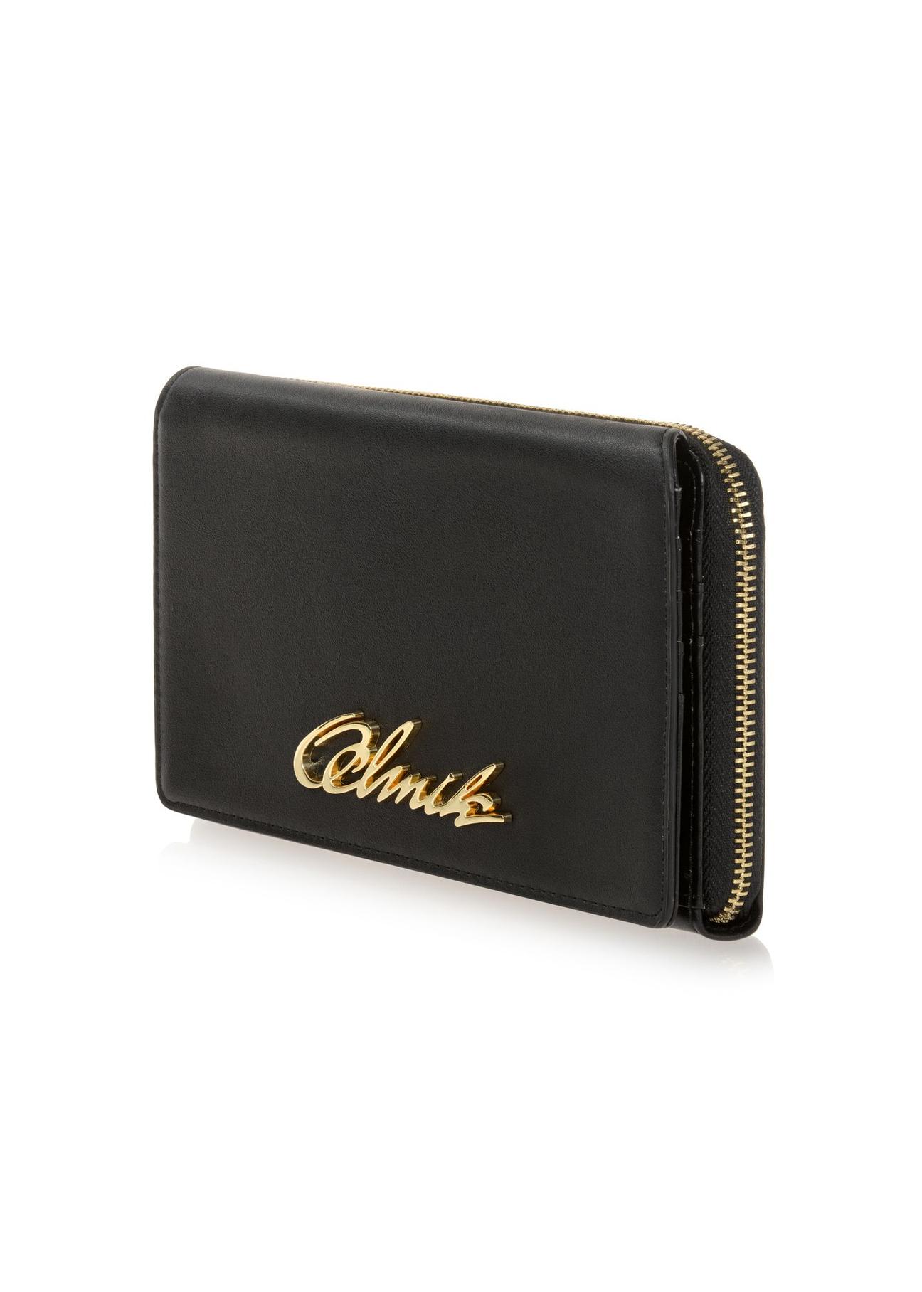 Large black women's wallet with strap POREC-0324-99(W23)-03