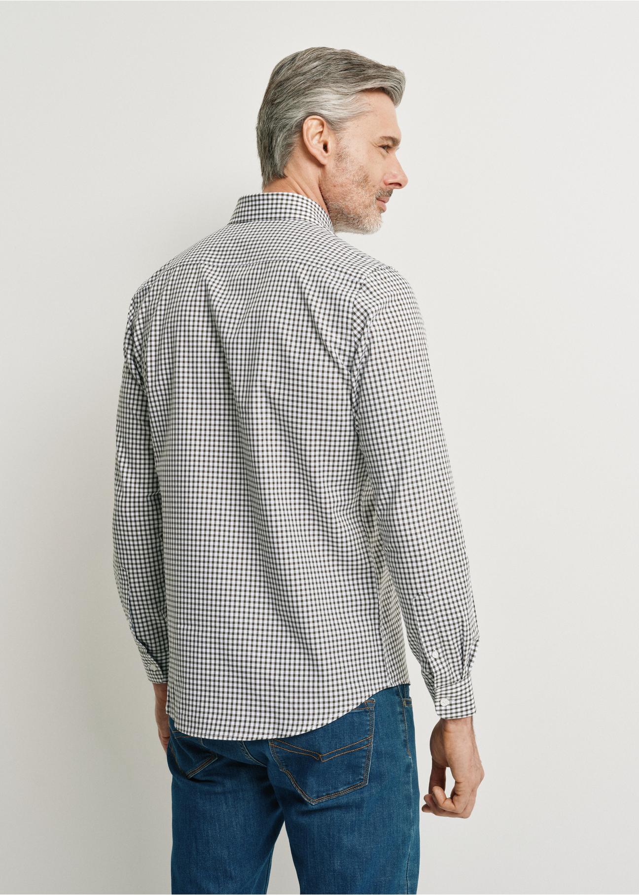 Green men's fine check shirt KOSMT-0277-55(W24)-03