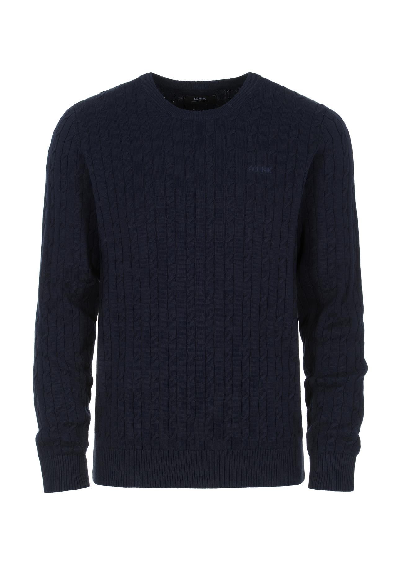 Men's cotton navy blue sweater SWEMT-0134-69(Z23)-04