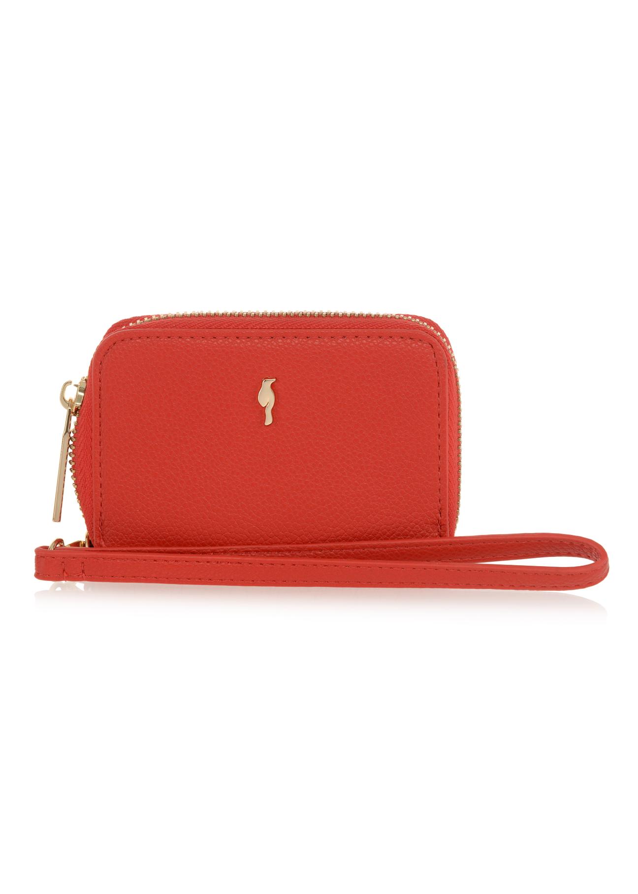 Women's small red wallet with strap POREC-0324-41(W23)-01