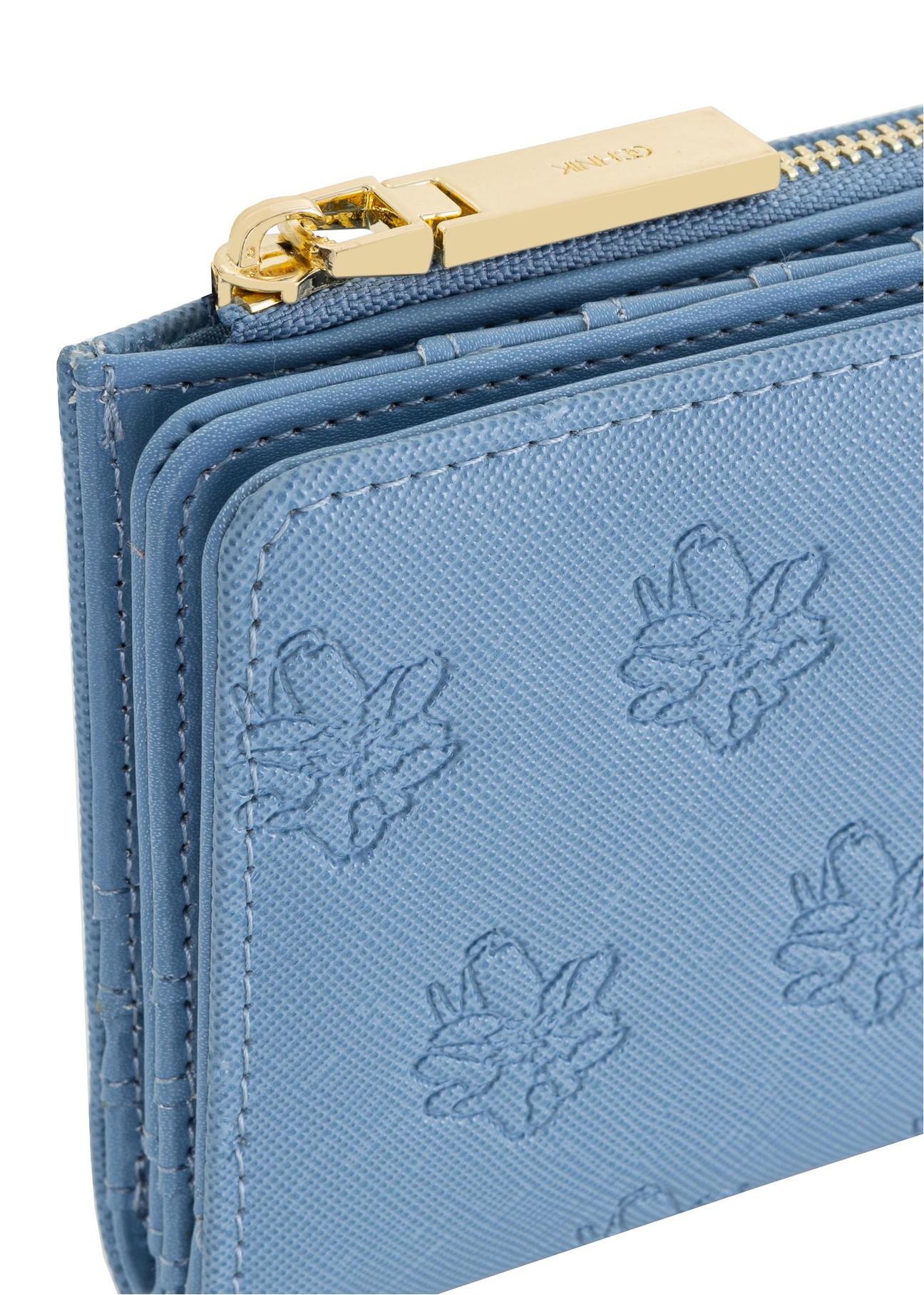 Blue ladies wallet with embossing POREC-0323-61(W23)-08