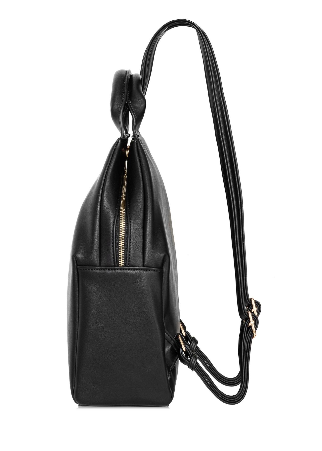 Black women's backpack made of imitation leather TOREC-0923A-99(W25)