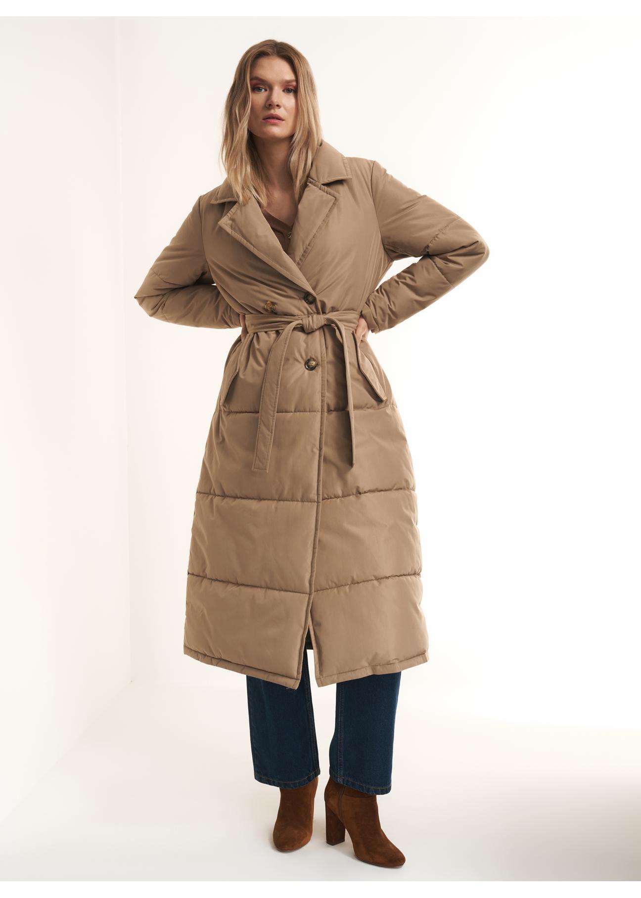 Women's autumn coat with belt KURDT-0385-81(Z22)-01