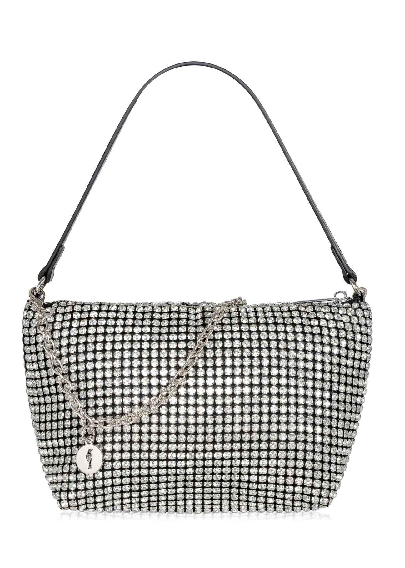 Small silver handbag with rhinestones TOREC-0853-92(Z23)-01