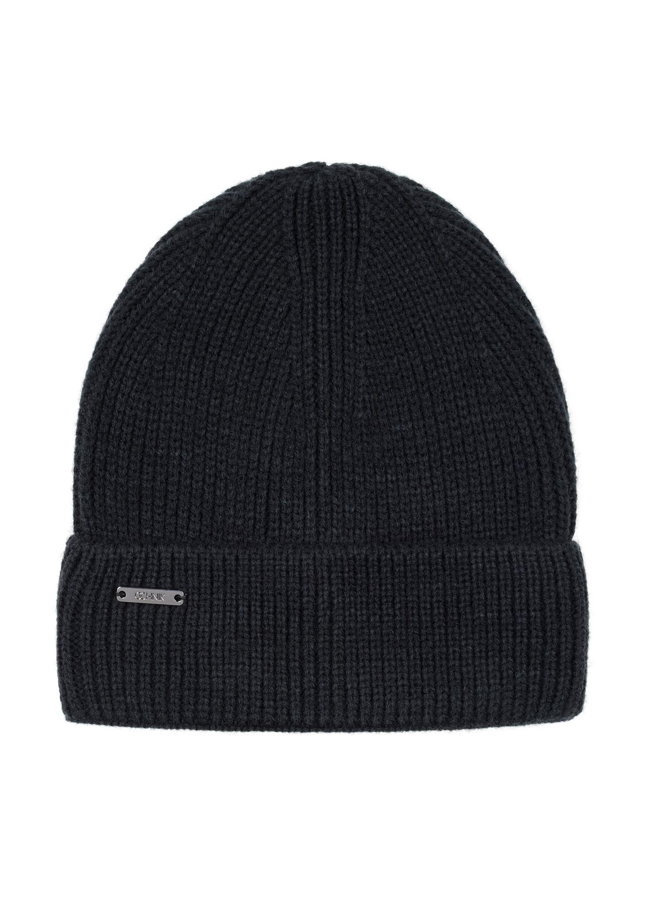 Women's navy blue winter cap CZADT-0162-68(Z23)-02