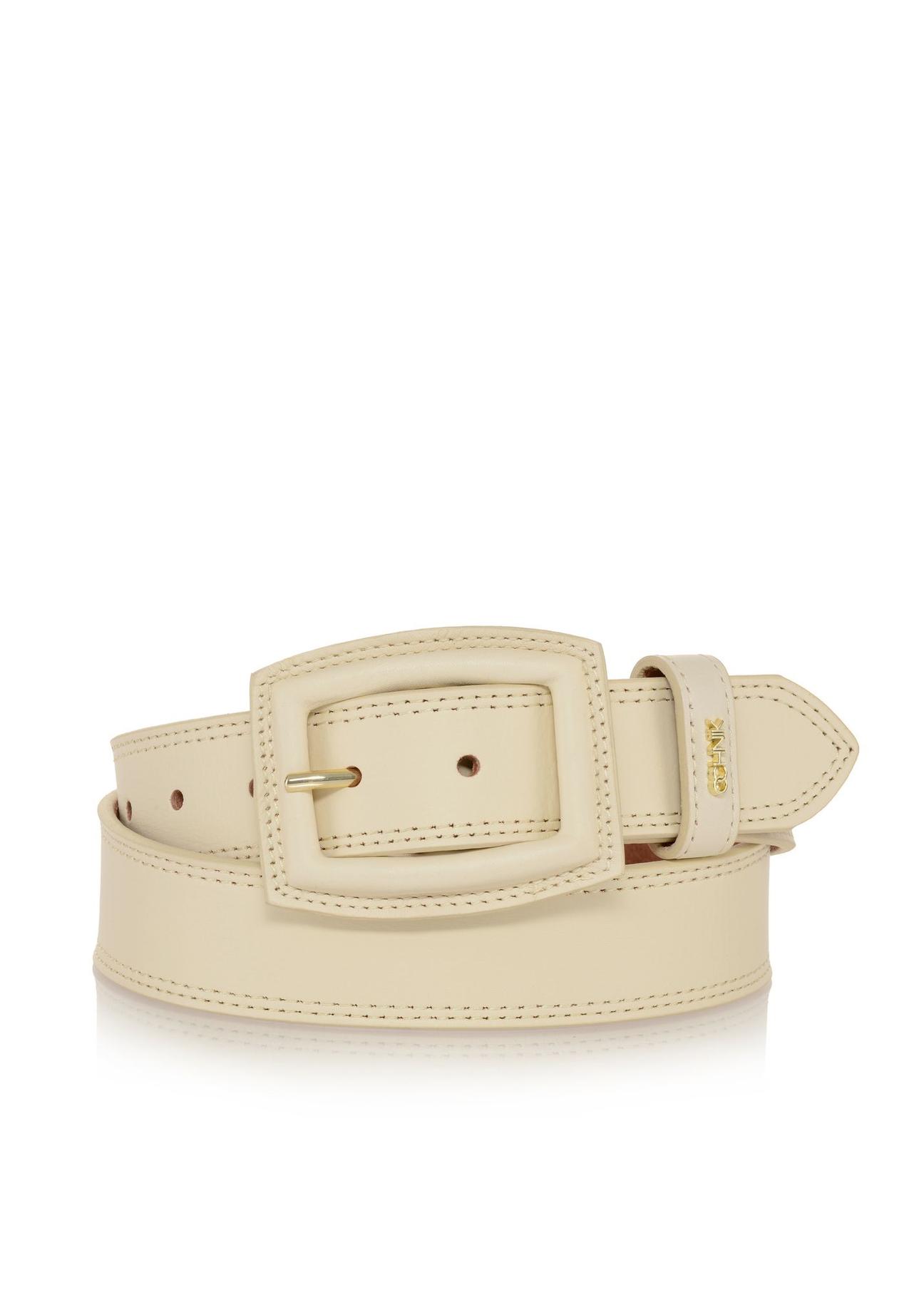 Cream leather women's belt PASDS-0272-81(W23)-01