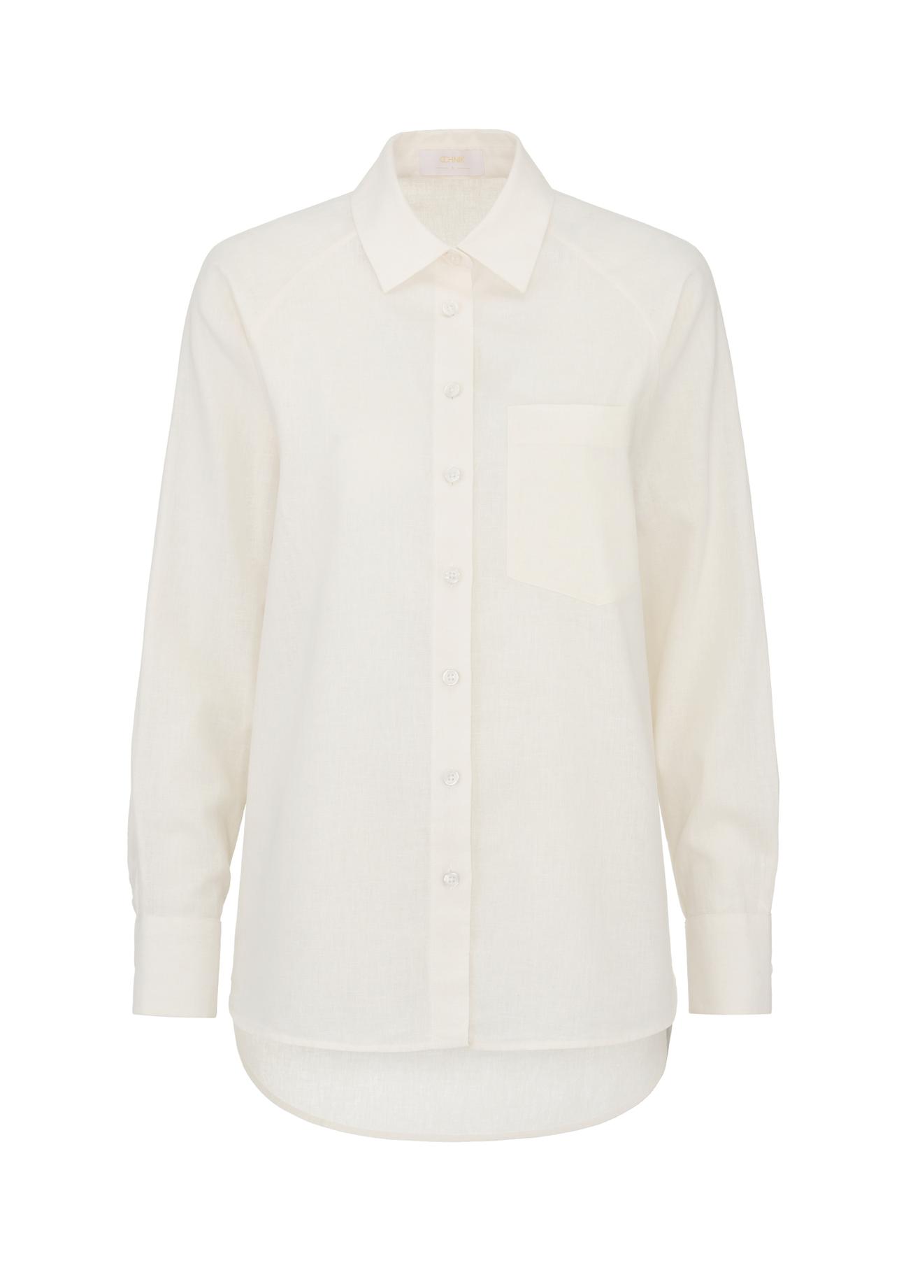 Cream linen women's shirt KOSDT-0153-12(W24)-05