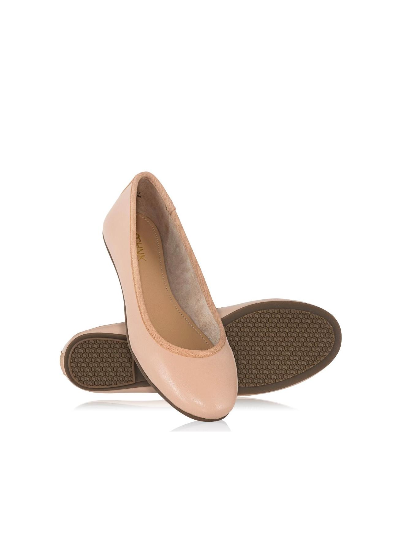 Beige leather ballerinas for women BUTYD-0713A-81(W23)-04