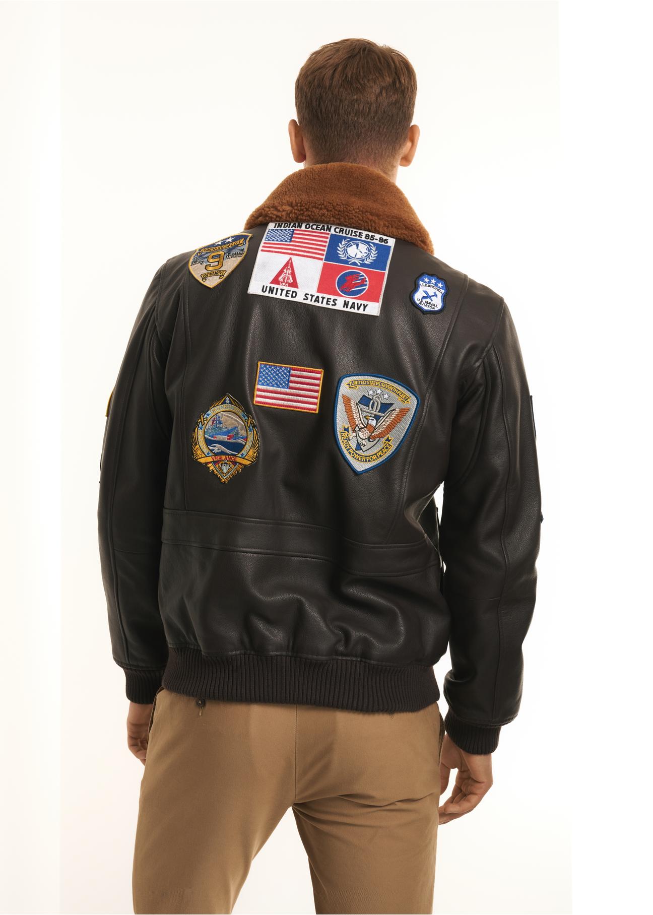 Men's leather jacket from TOP GUN collection KURMS-0218-0993(Z22)-03