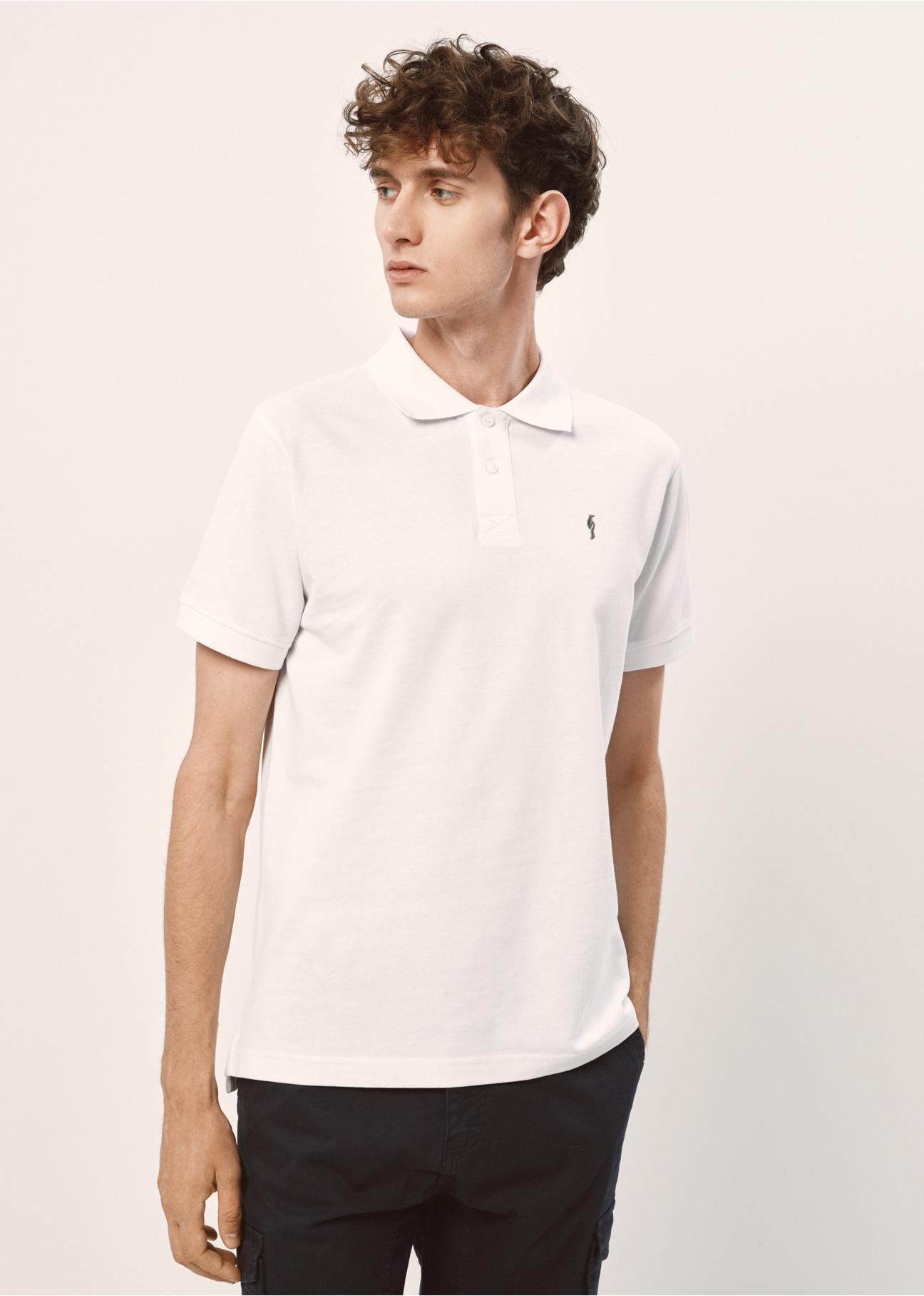 White men's basic polo shirt POLMT-0065-11(W24)-01