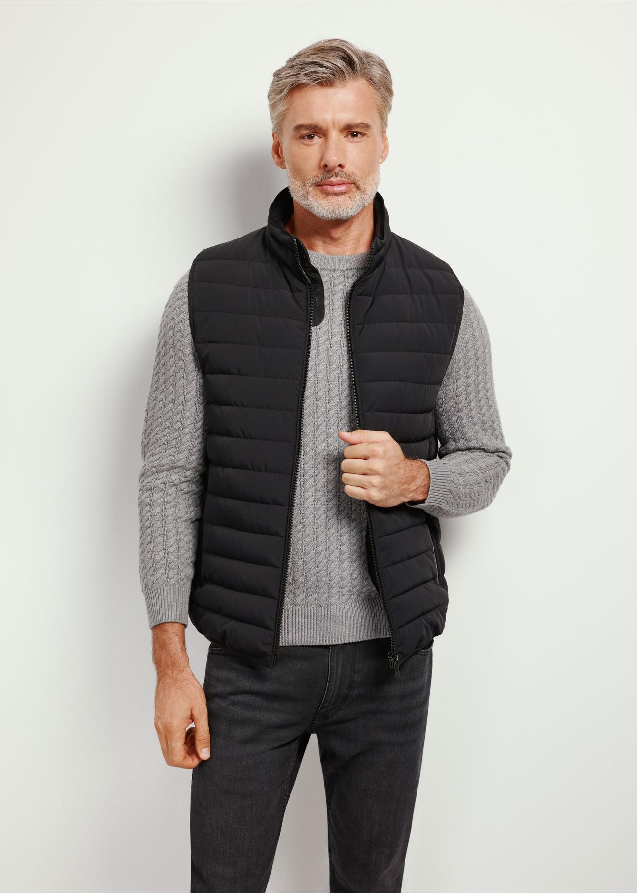 Black quilted men's vest KAMMT-0004-99(Z24)-02