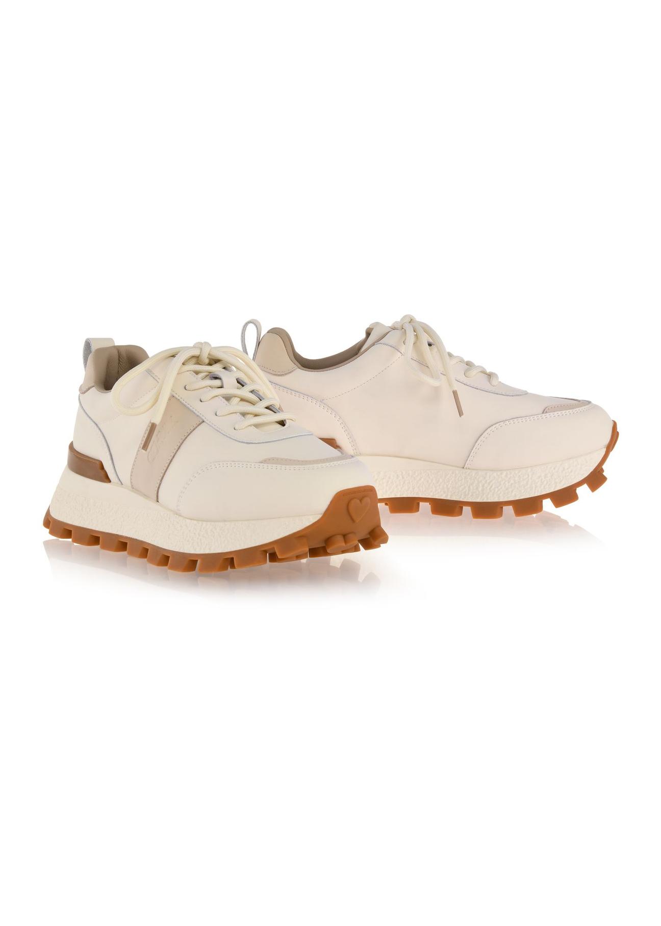 Beige leather women's sneakers BUTYD-1142-81(Z24)-04