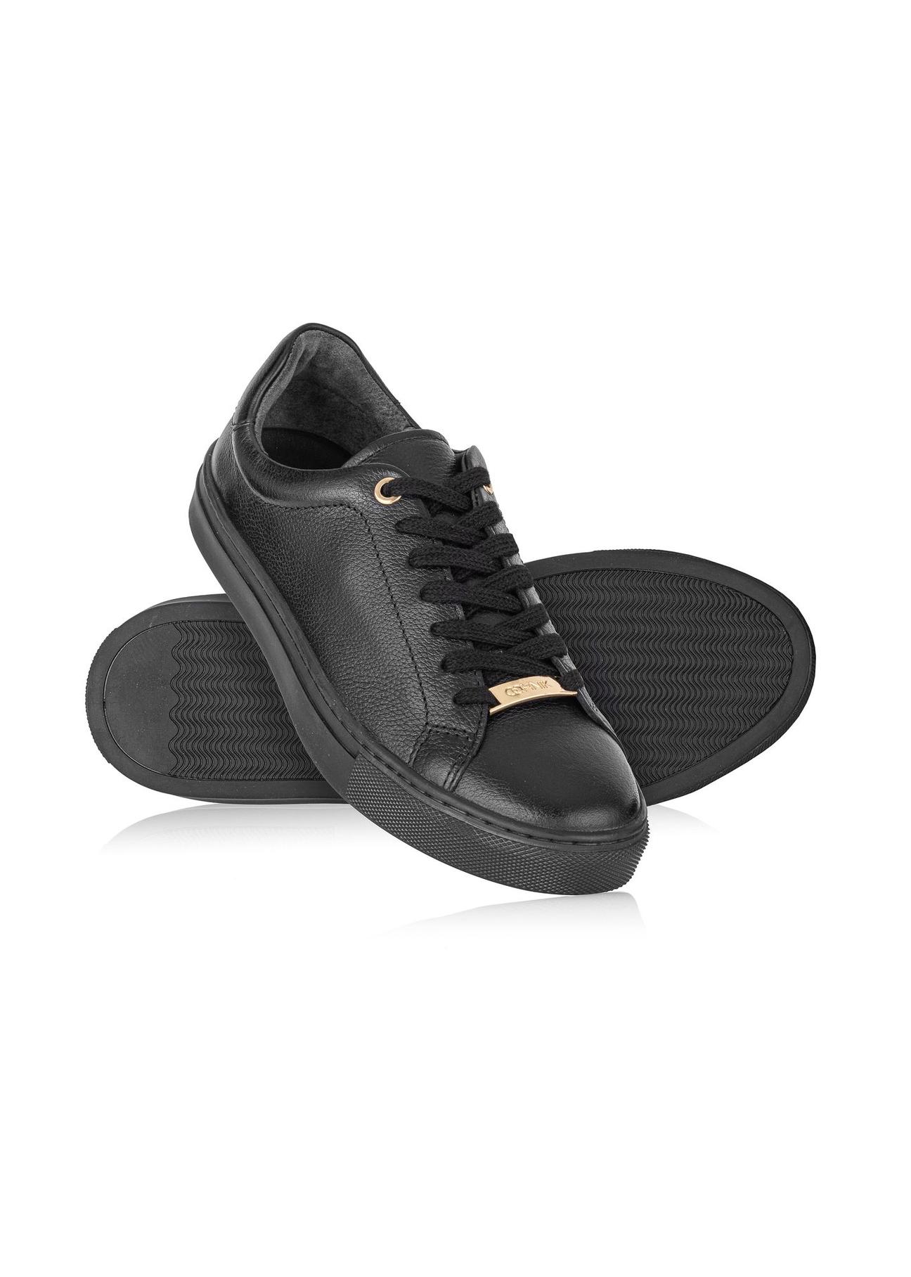 Black leather women's sneakers BUTYD-1068-99(Z24)-07