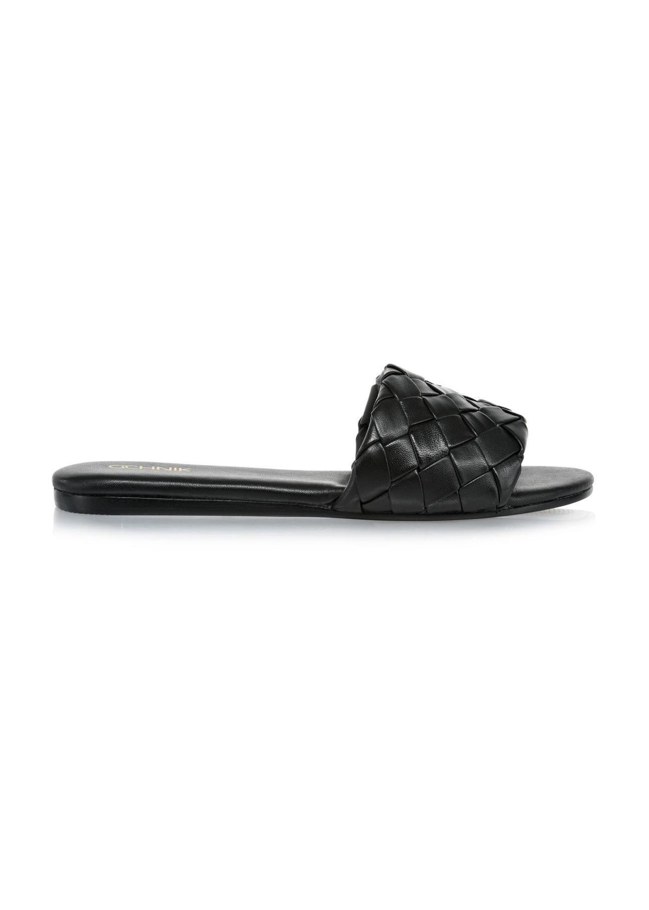 Black braided leather flip-flops BUTYD-1065-99(W24)-01