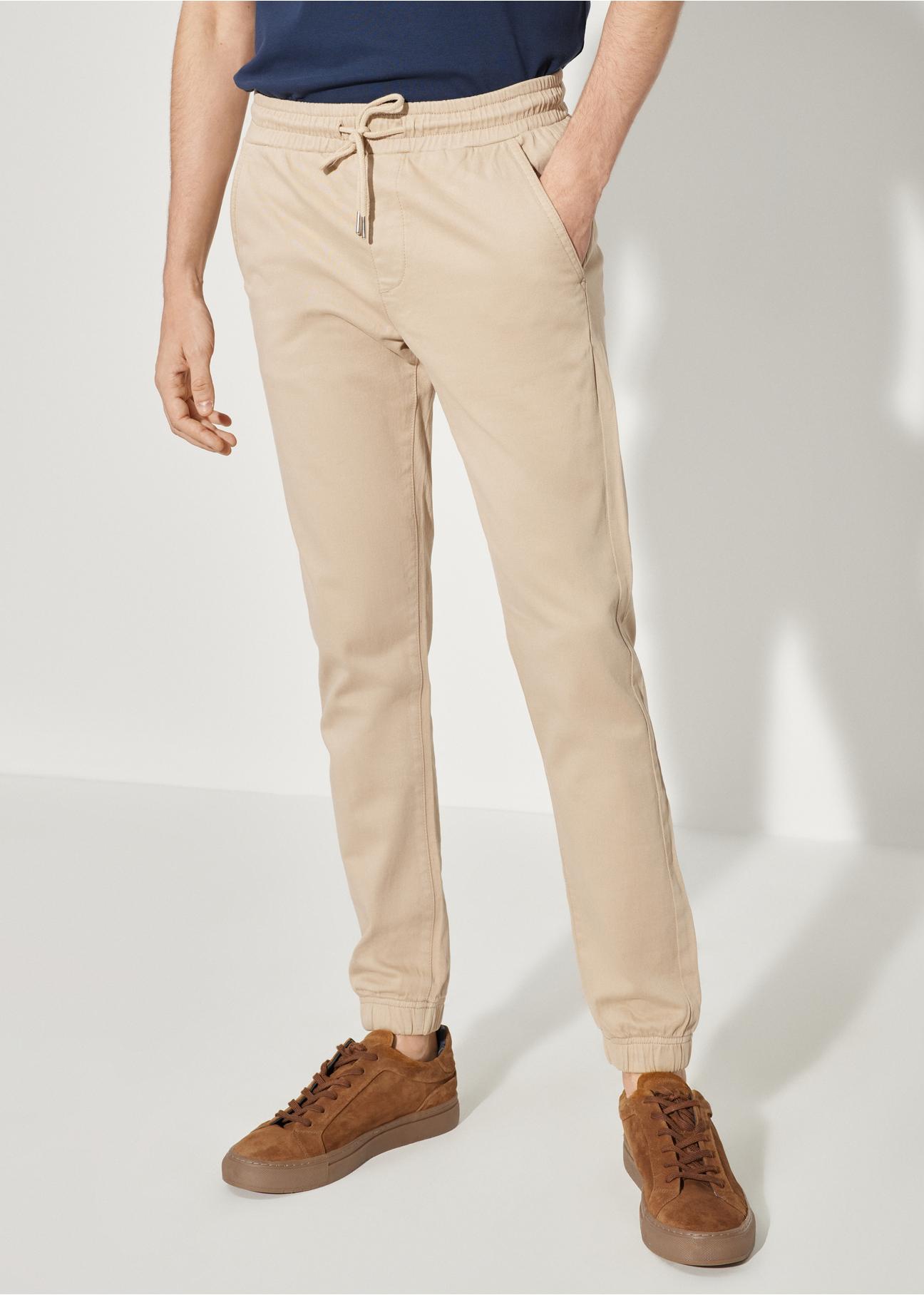 Beige men's joggers SPOMT-0088-81(W23)-01