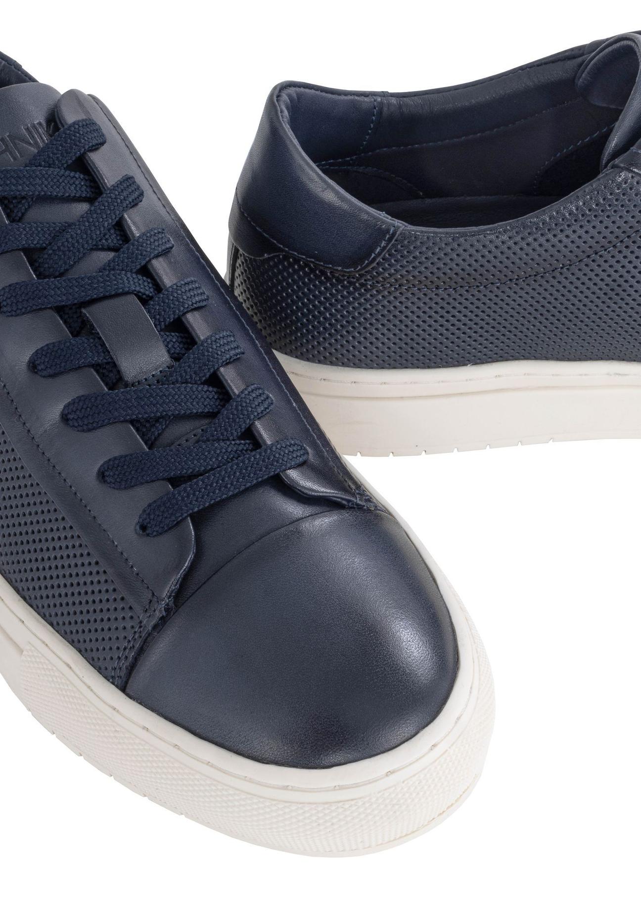 Men's navy blue leather sneakers BUTYM-0458-69(W24)-06